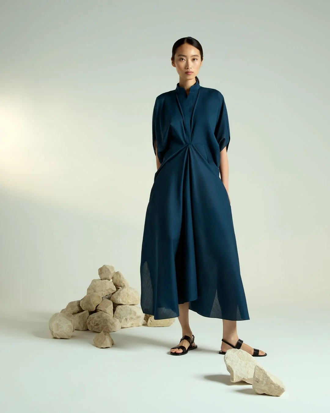 Ninlil Cotton Shirt Dress - Slate