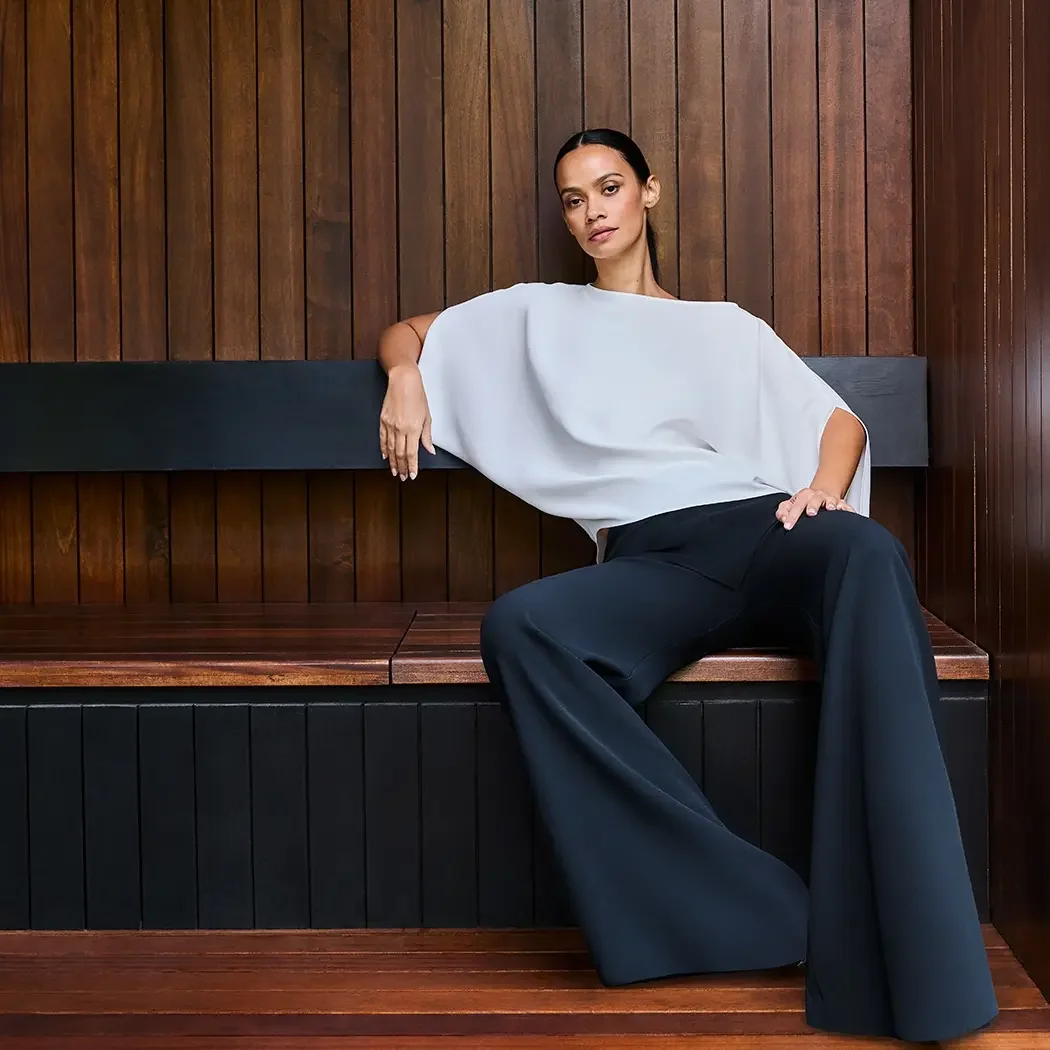 Gaia Blouse - Pearl and Oxford Trousers - Black