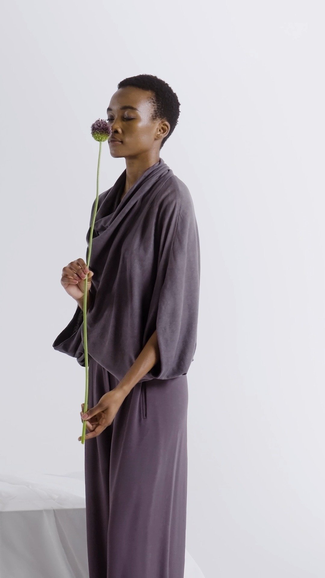 Lilaea Organic Cotton Jersey Jacket, Oreiades Blouse & Oxford Trousers - Fig