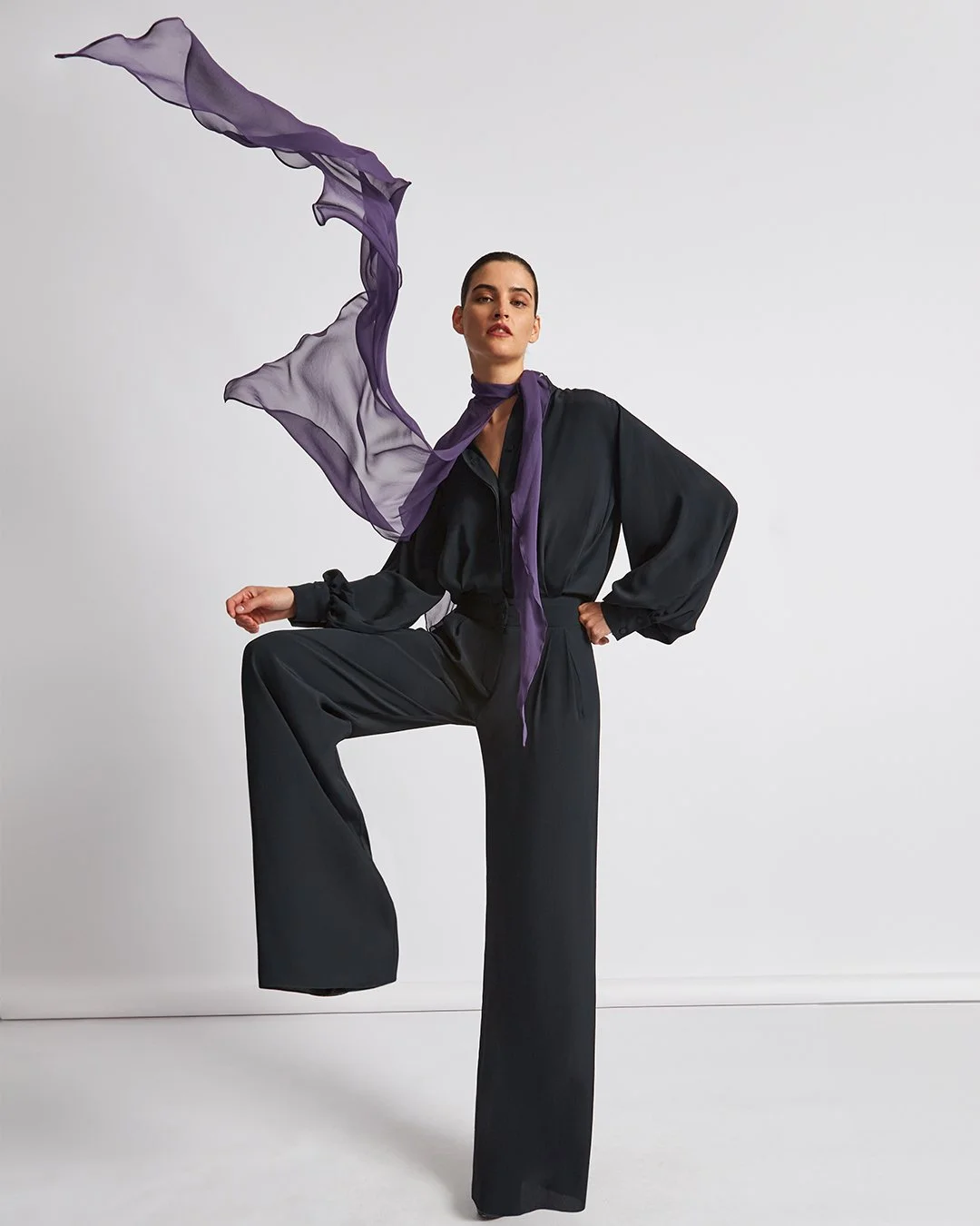 Alid Scarf - Lupin, Zaria Jumpsuit - Black