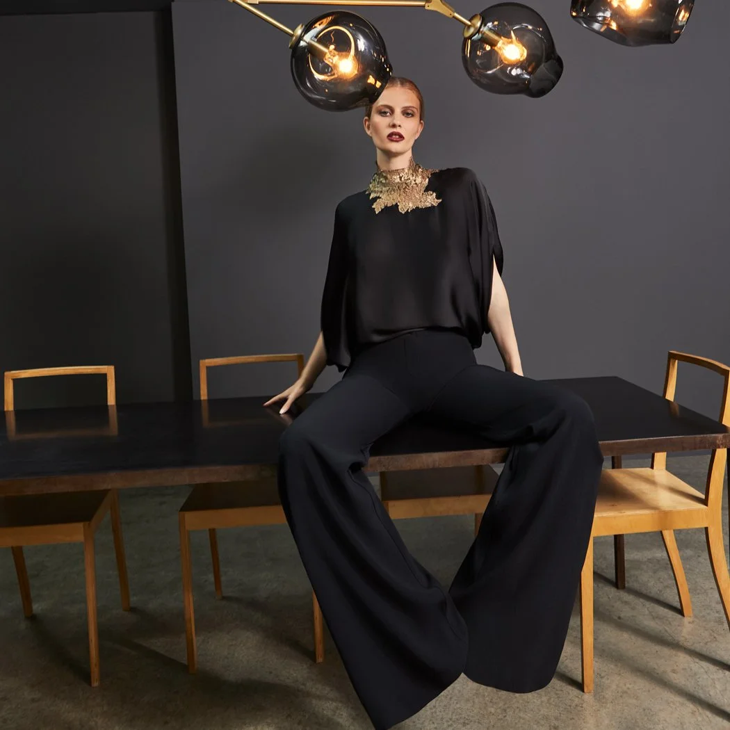 Urania Blouse Black and Gold lace & Magic Trousers