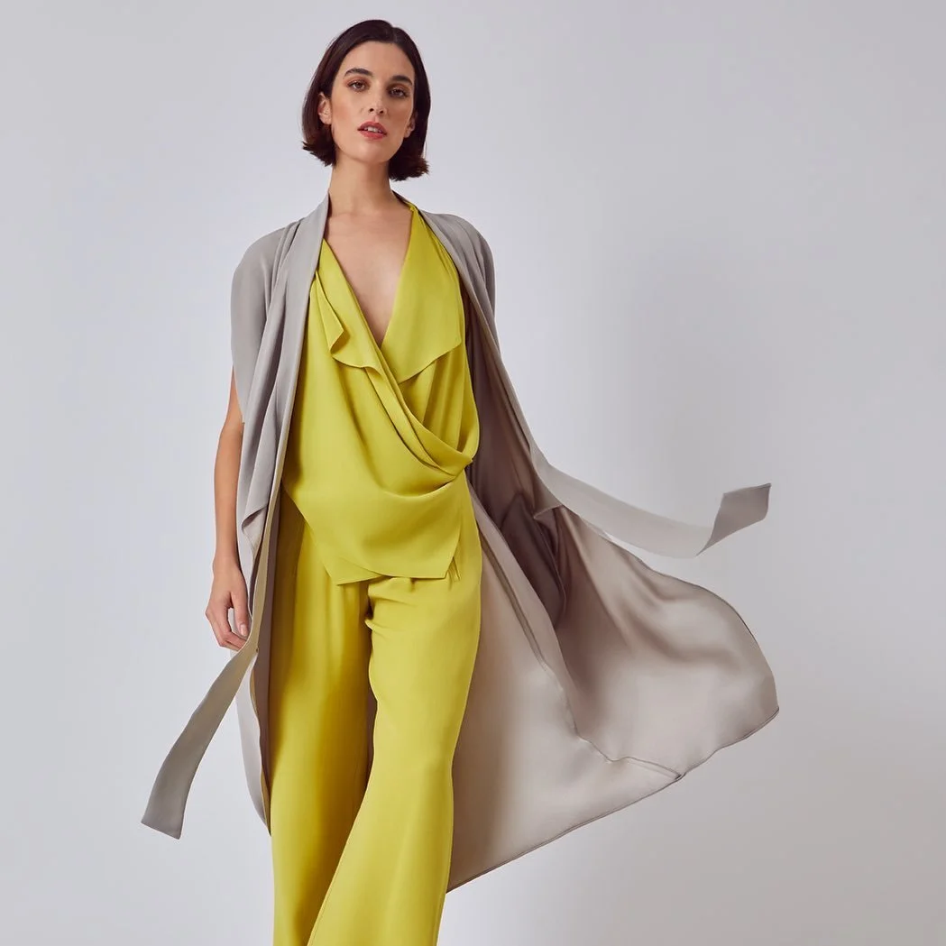 Siya Wrap, Var Wrap Blouse and Oxford Trousers - Narcissus