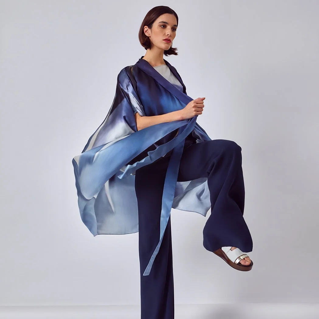 Siya Artwork Print Wrap and Magic Trousers - Slate
