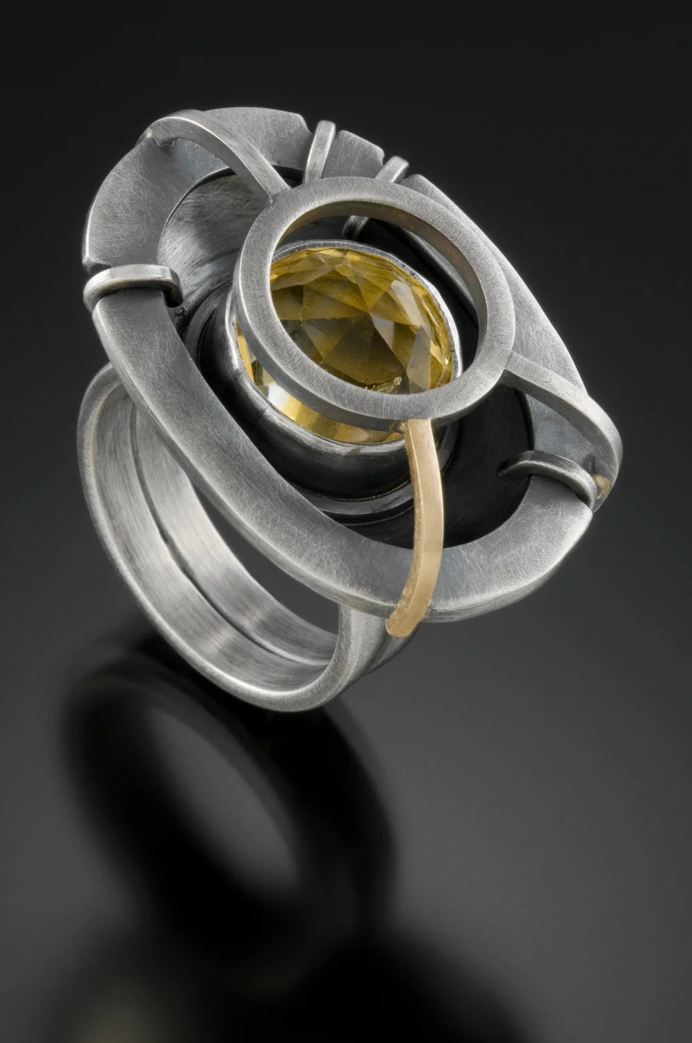 Sarah C Chapman - Sanctuary Ring, oxidized sterling silver, 14k gold & citrine