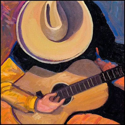 Cowboy & Guitar 24x24 Acrylic