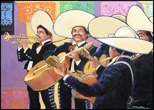 Fiesta Mariachis 28x18 Oil