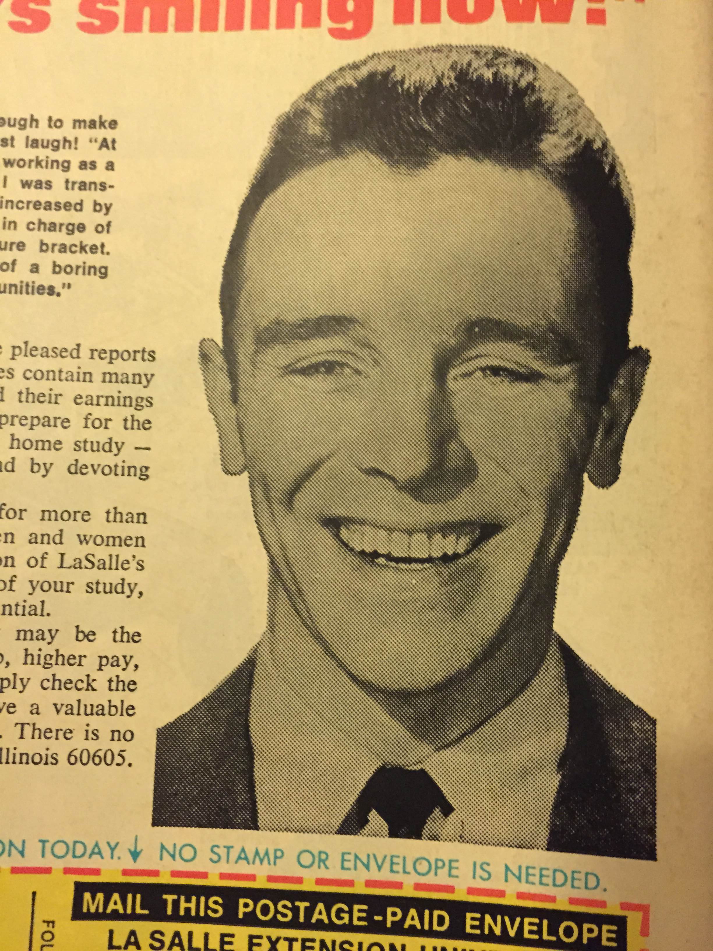 Does this look like a certain leader of the evil mutants to anyone else? Michael Fassbender wasn't even born when this ad was first published. But boy does this image give reincarnation believers something to point to.