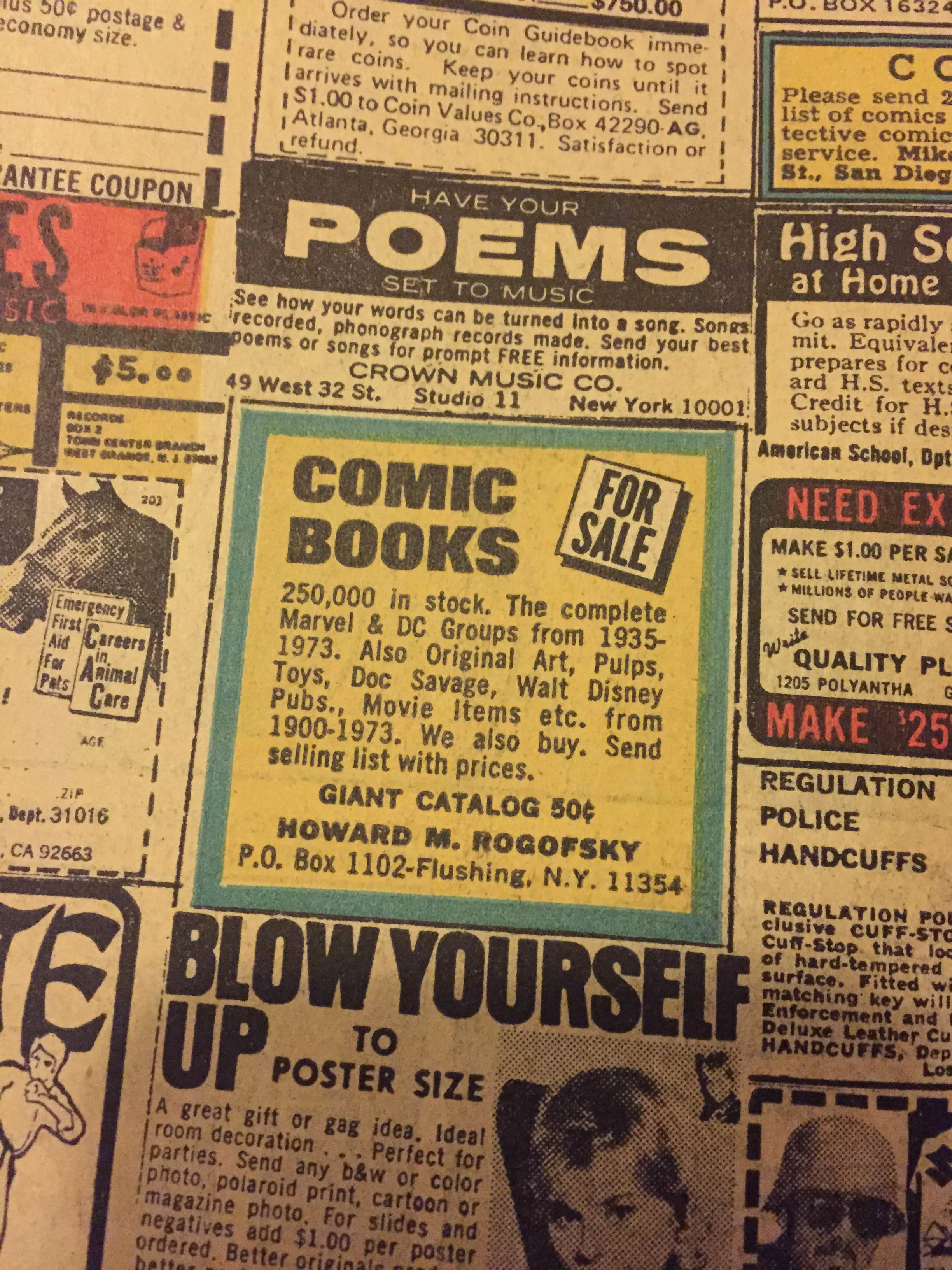250,000 issues in stock. That means 250,000 books from 1973 or earlier. Can you imagine!