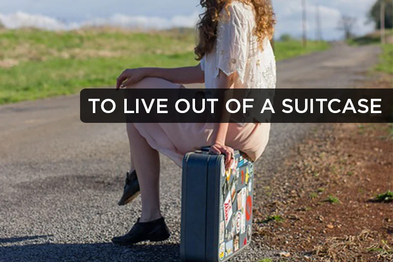 This idiomatic phrase refers to someone who travels to multiple destinations in a row for brief periods of time, and whose belongings all fit in a suitcase.