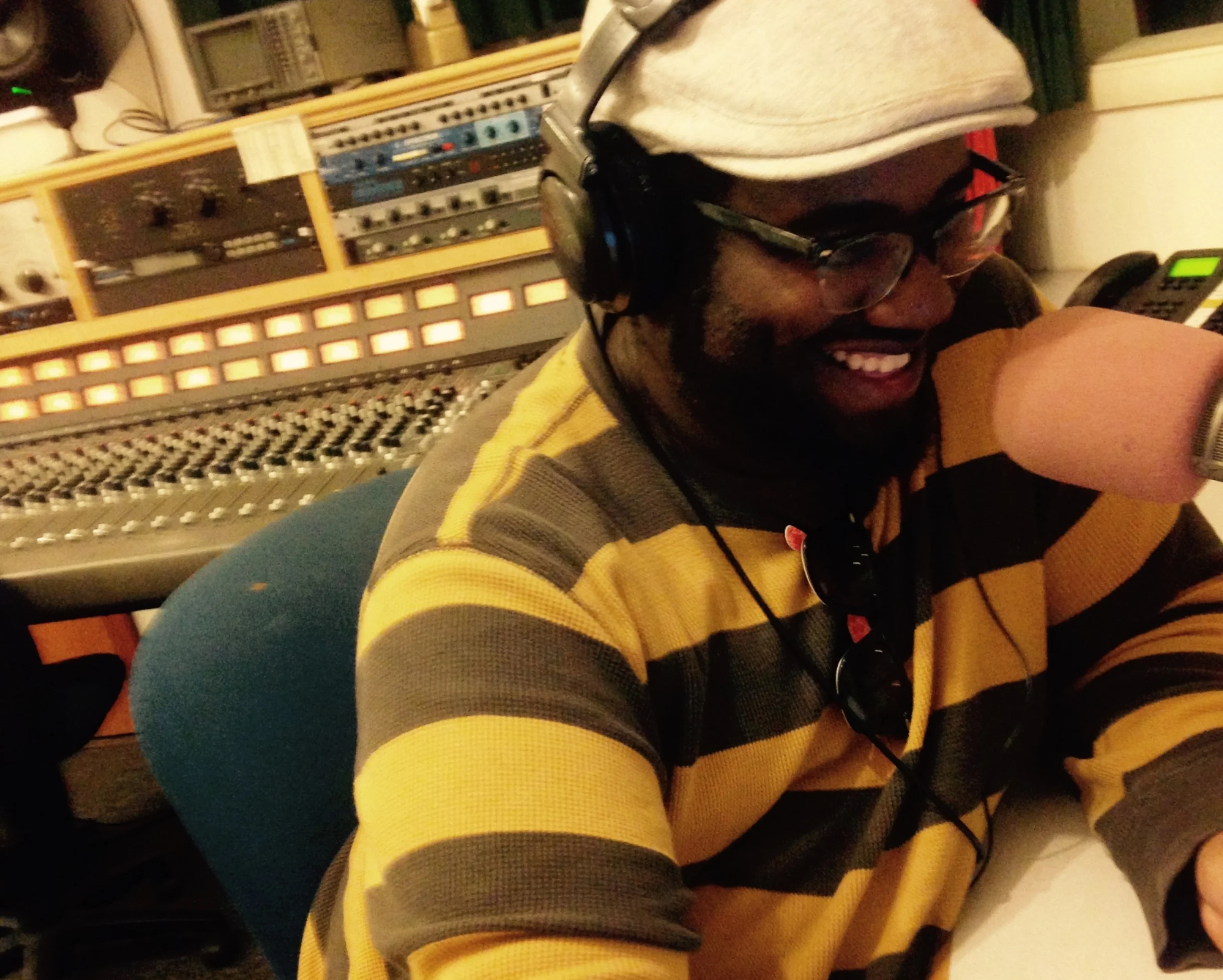  Having a laugh while recording at KPFA 