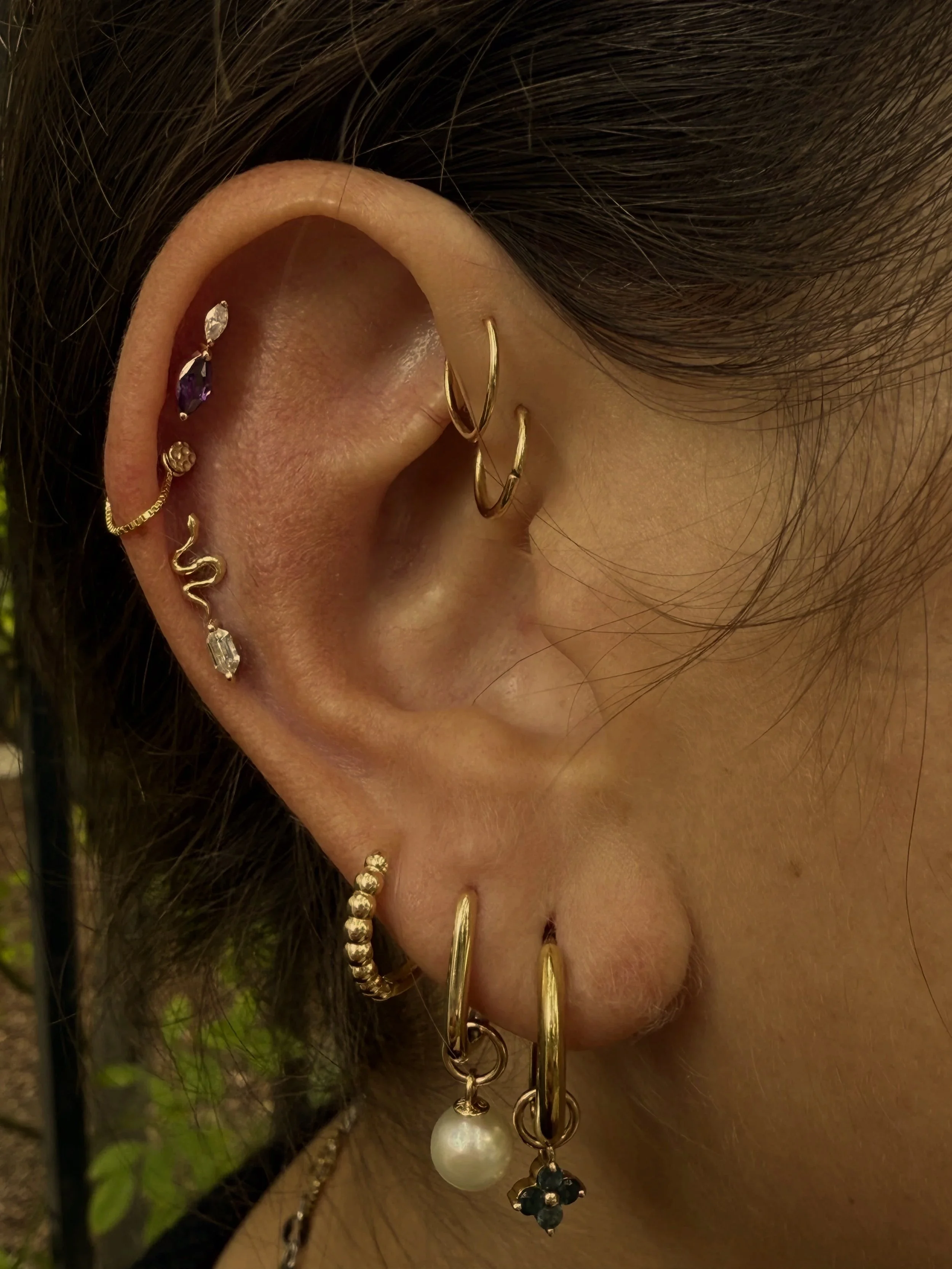 Curated Ear with 14k Gold Jewelry