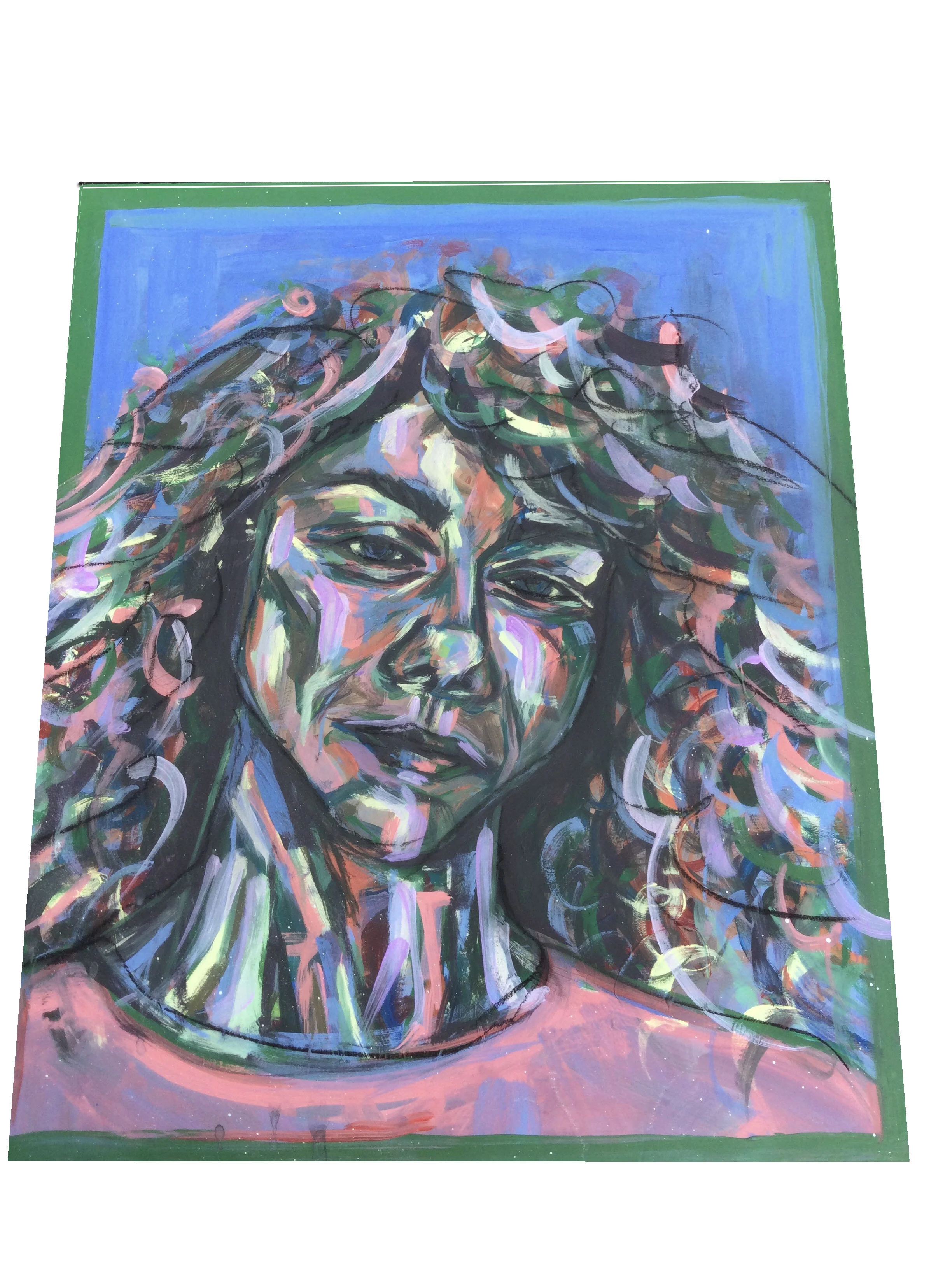  Untitled (2020), acrylic, and charcoal on wood. Sold.  