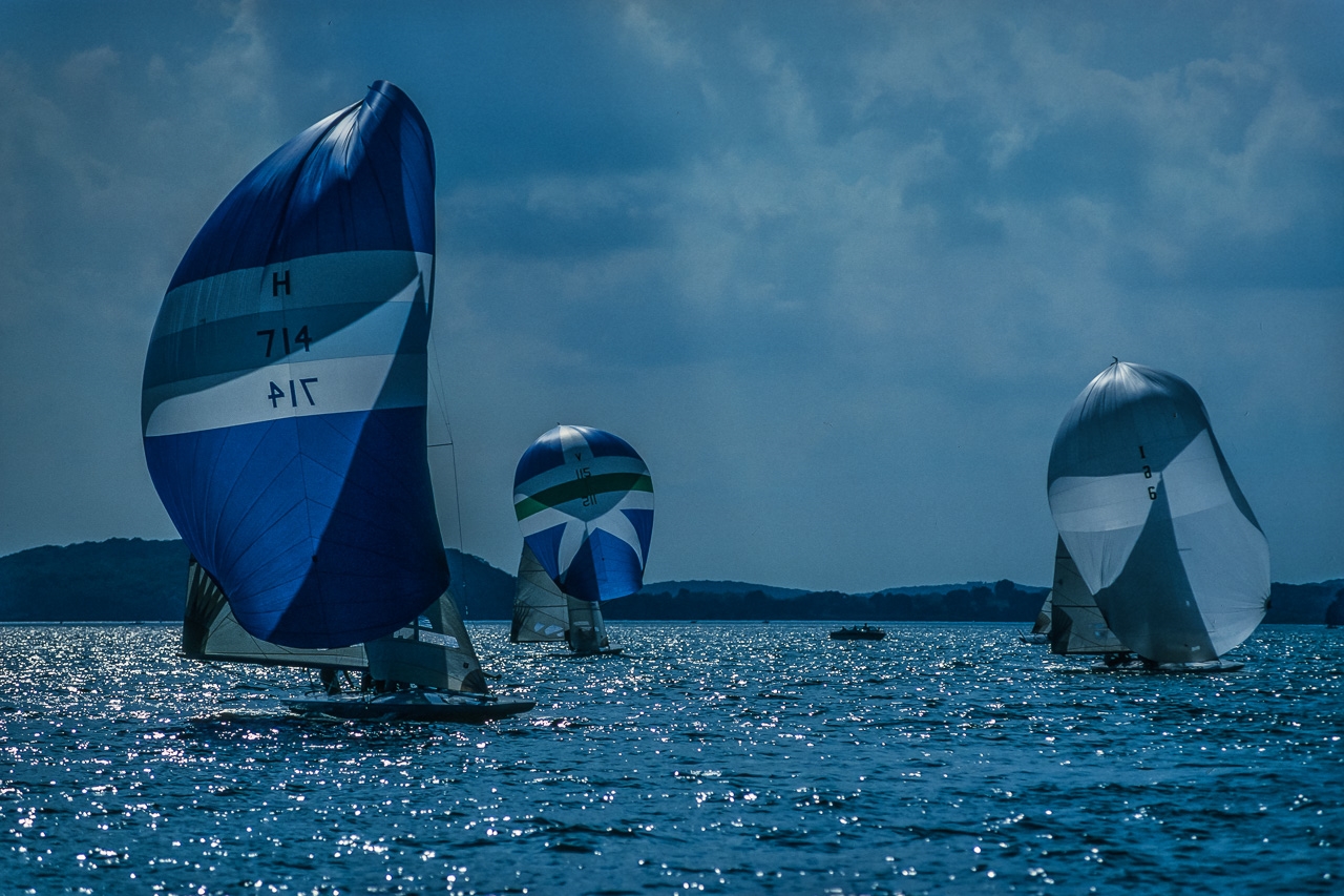E-Boats Fly Spinnakers Running with the Wind