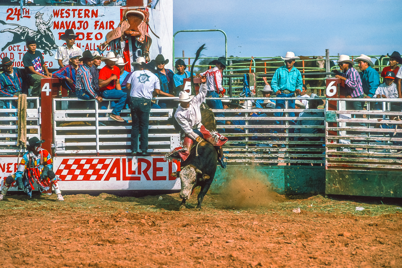 The Bullfighter Crouches Ready To Risk Himself For The Rider
