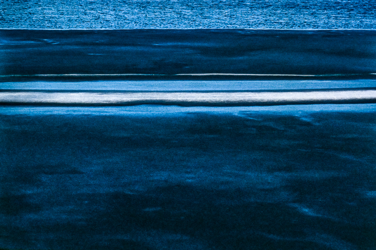 Thawing Dark Blue Snow, Open Blue Lake Painting