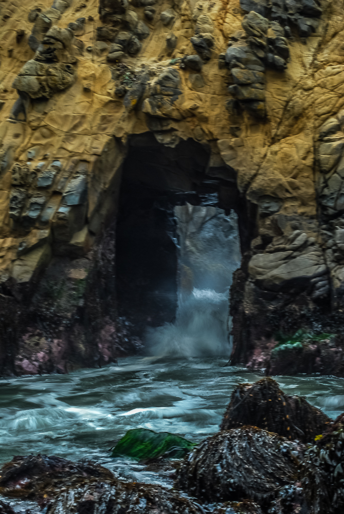 Pacific Ocean Rock-Carving Wave Sculpture, Big Sur Coast, California