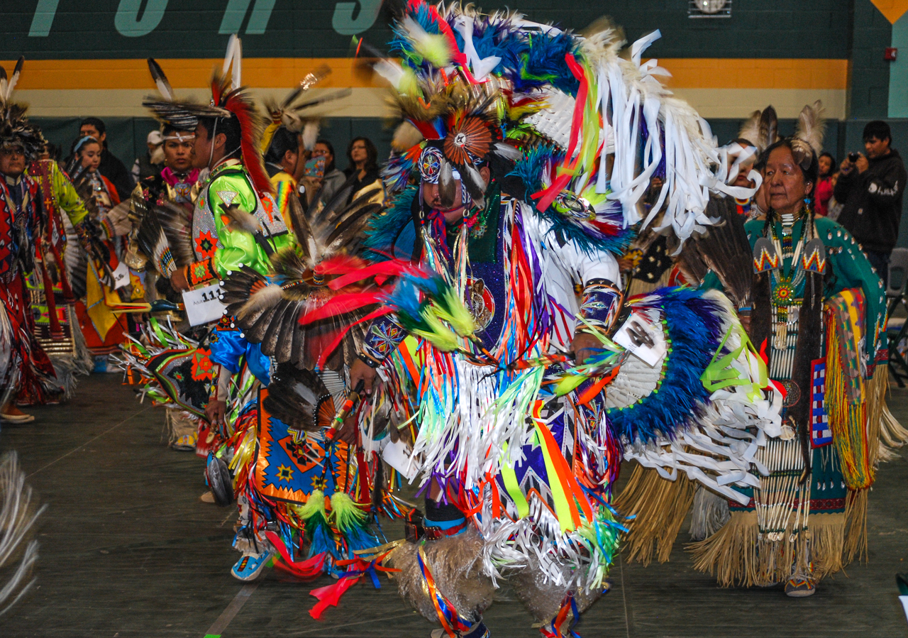 Powwow Dancers in Passionate Action