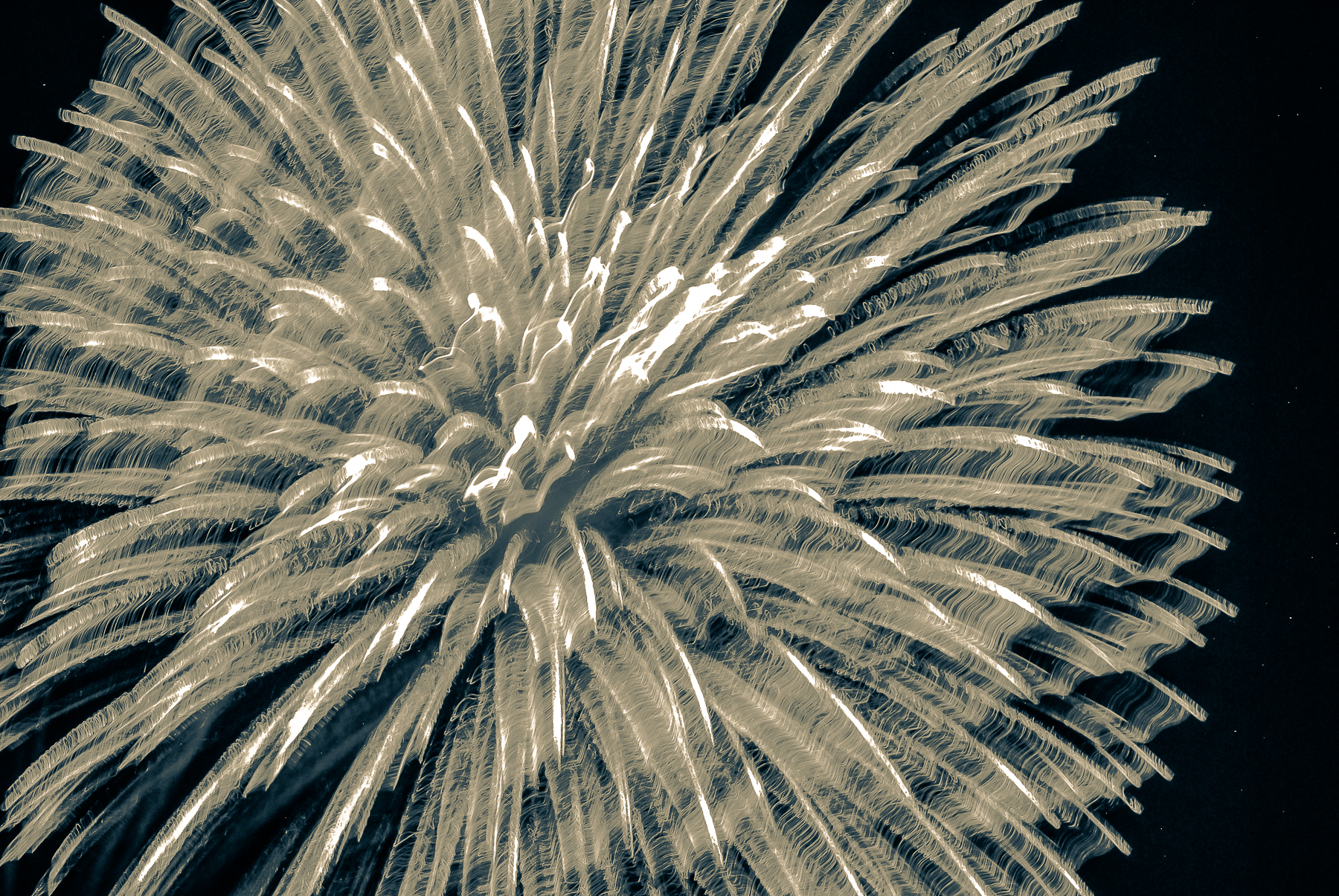 White and Blue Explosion Painting, 4th Fireworks, Green Lake, Wisconsin