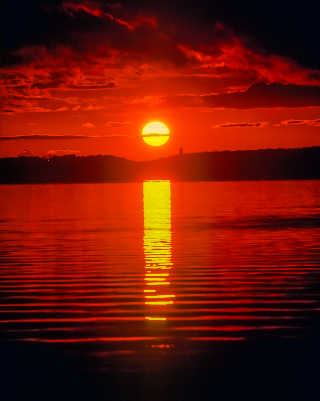 Red Sunset Frames Green Lake's Judson Tower