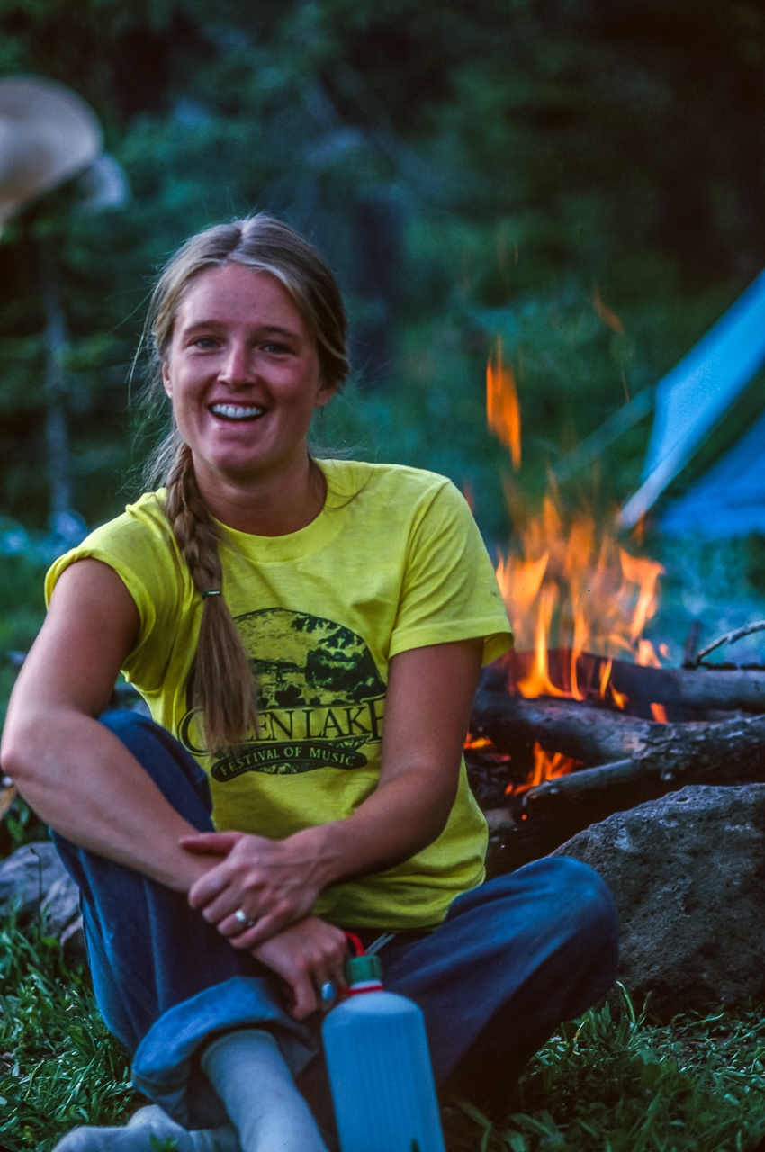 Karin at our Manotowish Waters, Wisconsin, Campsite