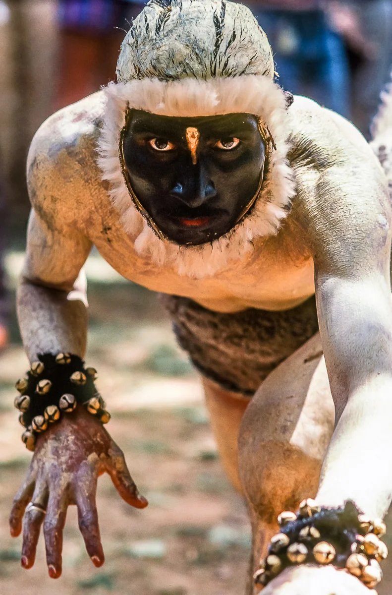 DANCER MASKED AS HANUMAN, INDIA'S BENEVOLENT MONKEY GOD