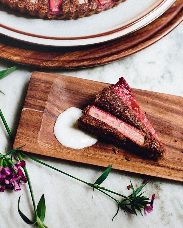 Rhubarb pretty. Me make cake. Super easy Rhubarb Pistachio Spelt Cake recipe up on the blog! 🍰  Tart &amp; sweet. Nutty, soft &amp; a little crisp. #yum #rhubarb #eatcake !