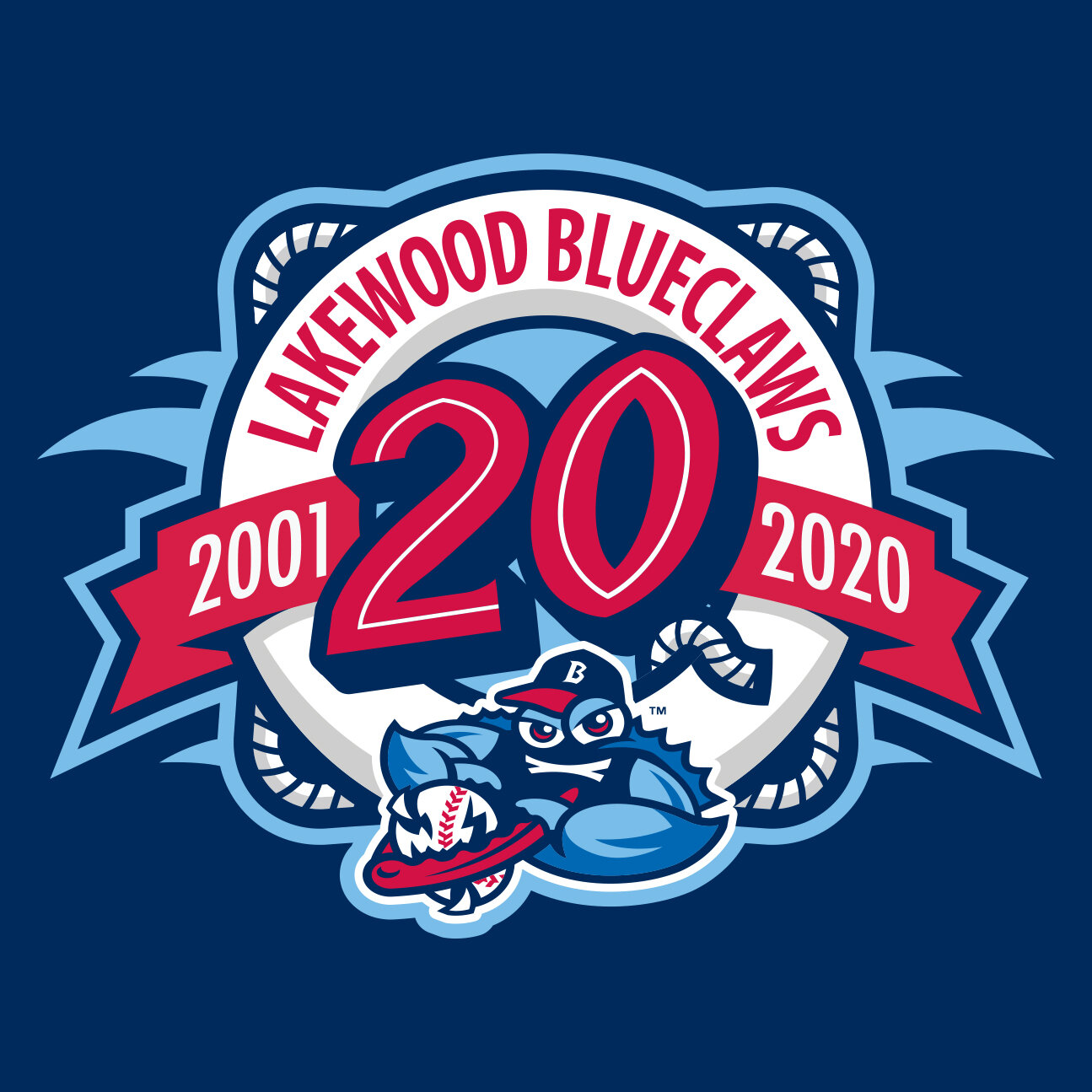 Lakewood BlueClaws anniversary identity