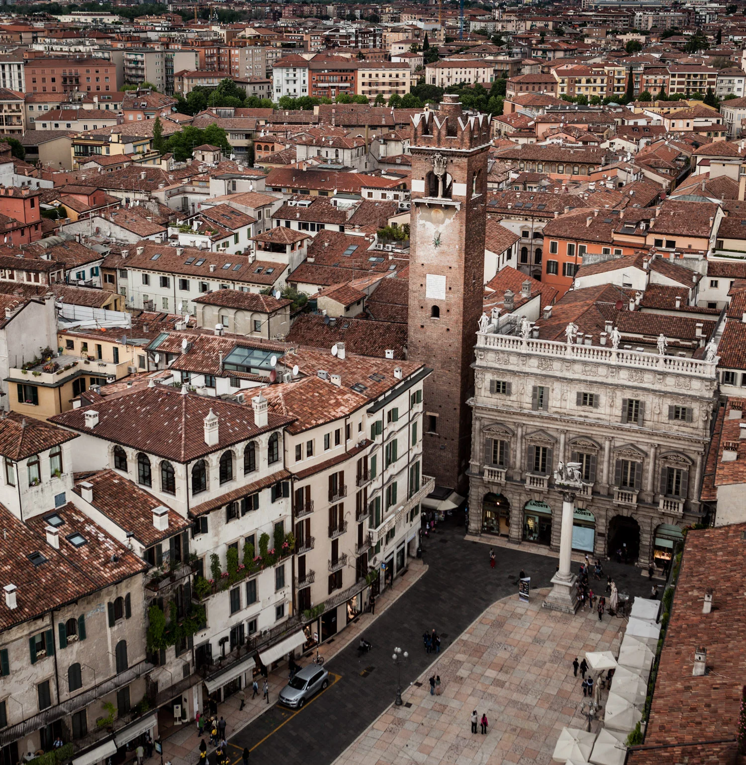 Italy : Veneto : Verona, Piazza delle Erbe as seen from Torre dei Lamberti