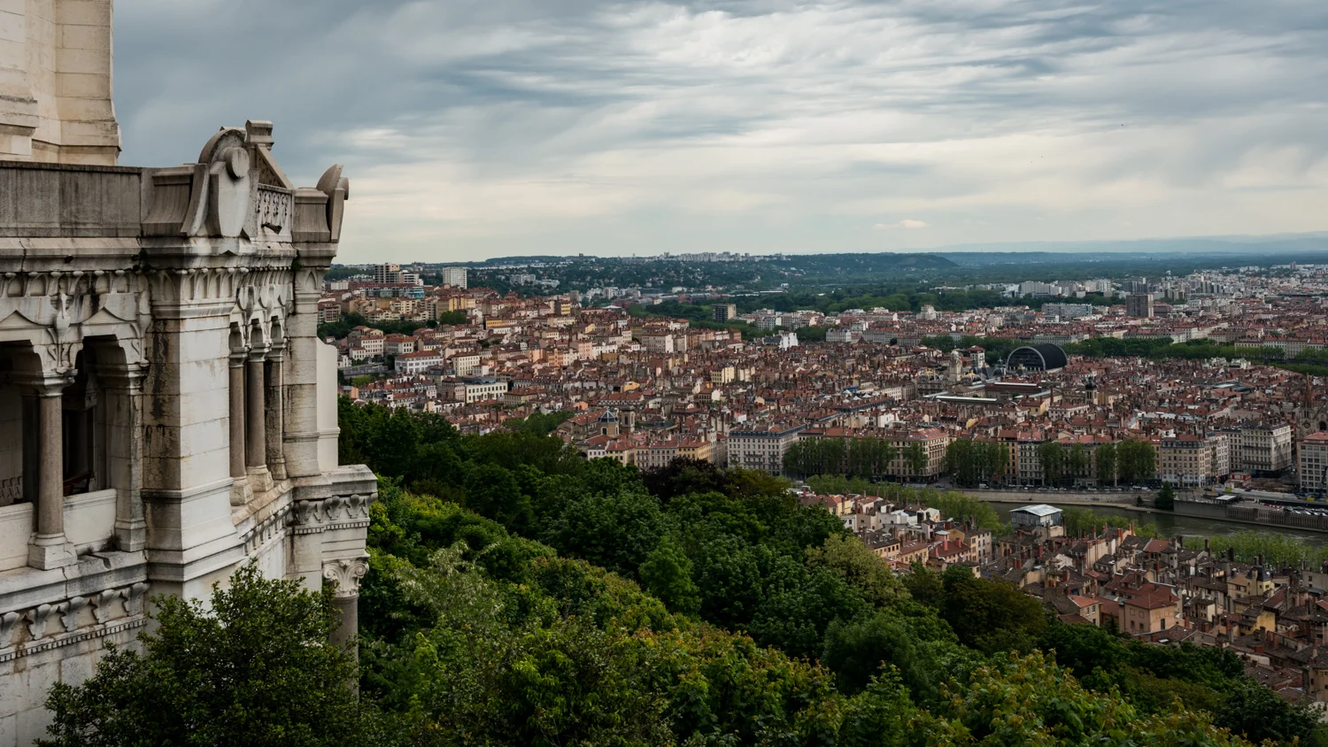 France : Lyon : Basilica of Notre-Dame de Fourviere overlooking Lyon