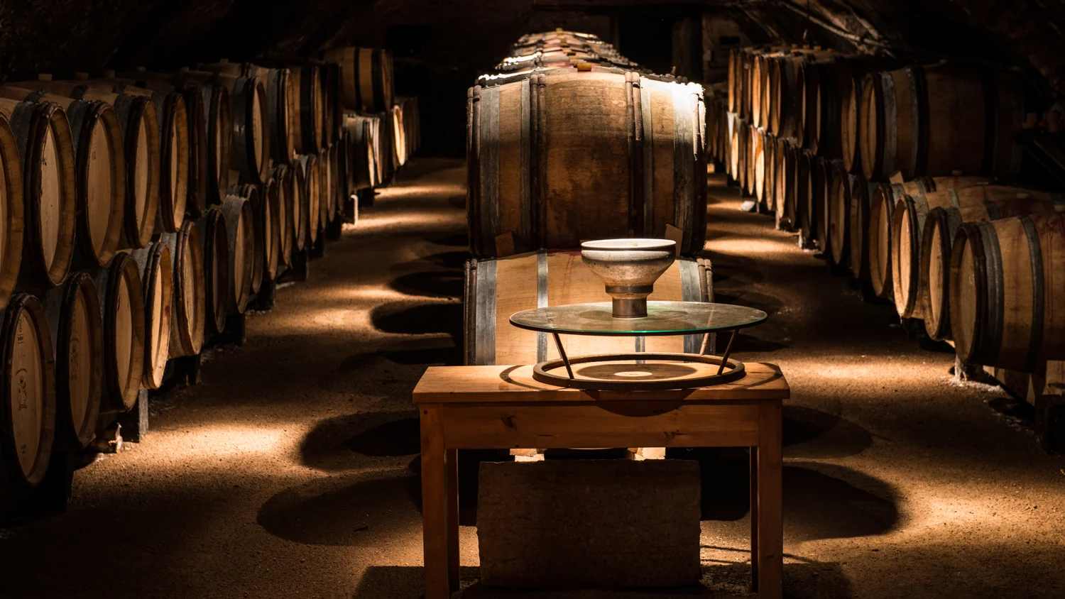 France : Beaujolais : In the cellar at Chateau de Lavernette