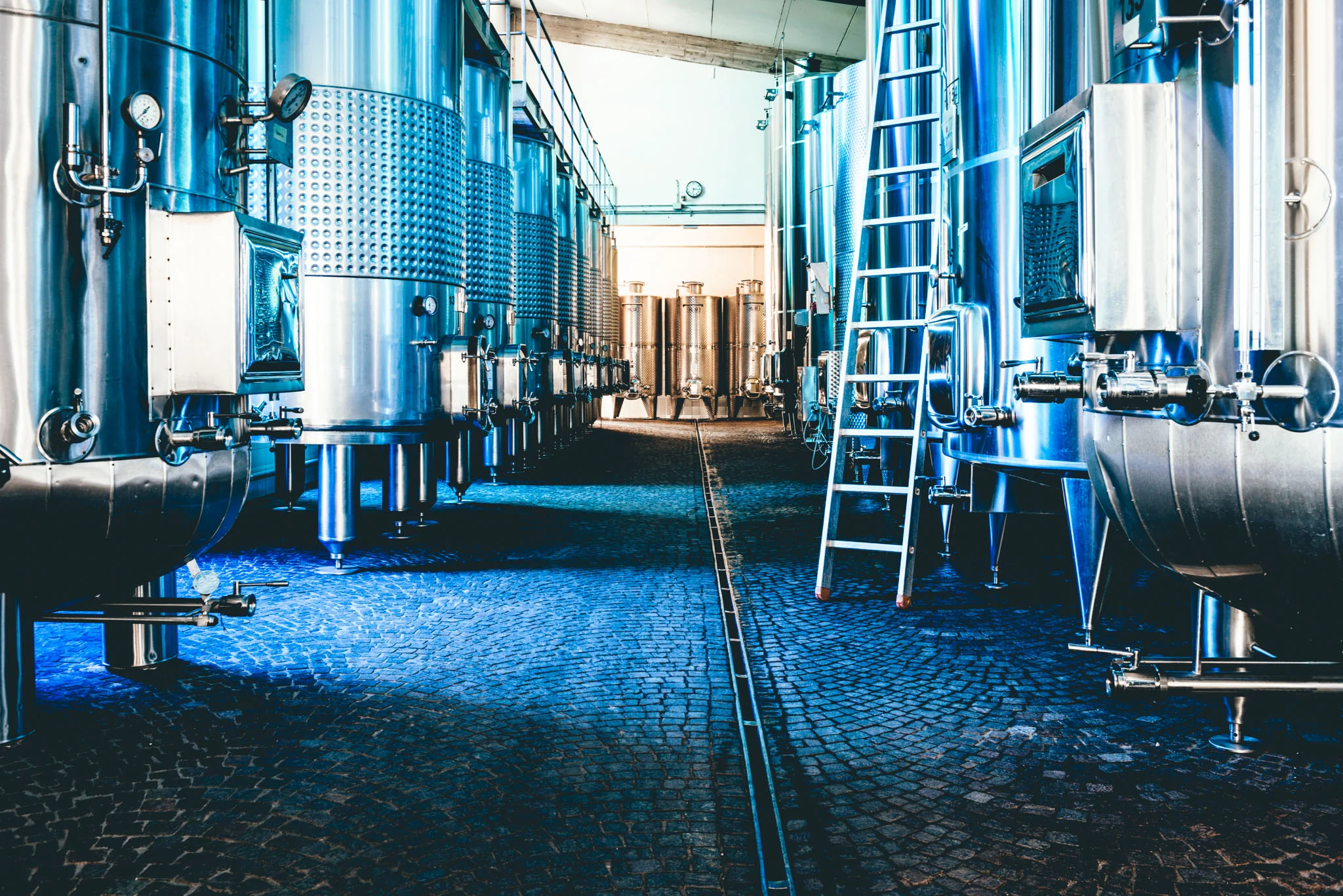 Italy : Piedmont : Fermentation tanks at G.D. Vajra