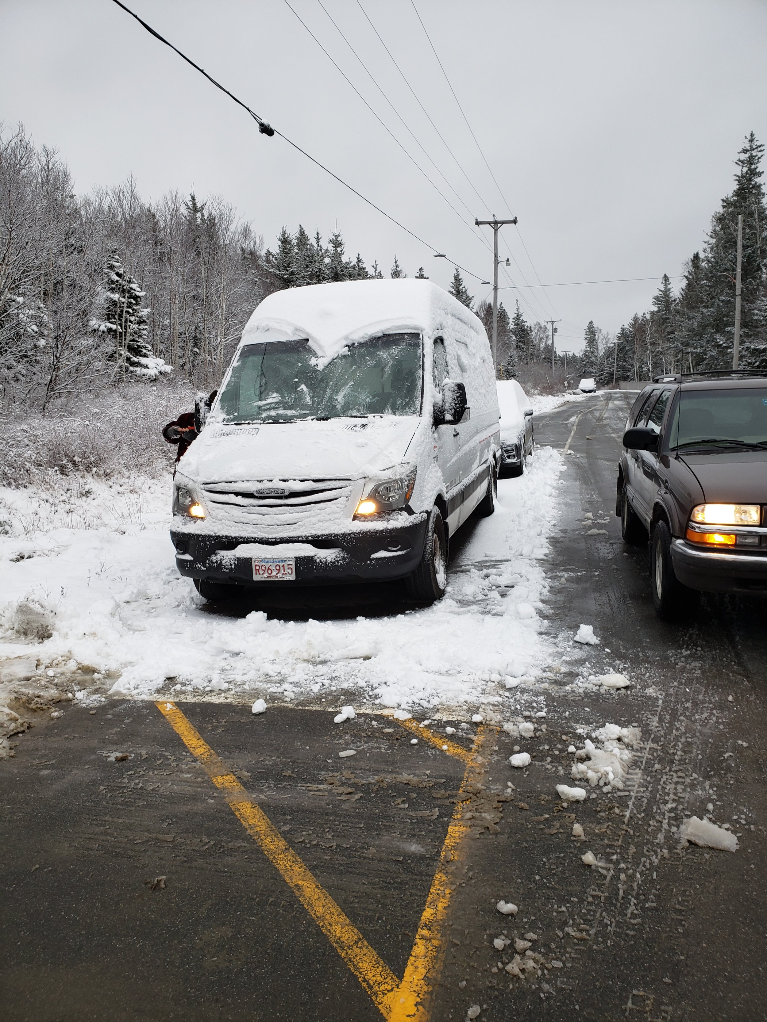 Cleaning Six Inches of Snow off the Van