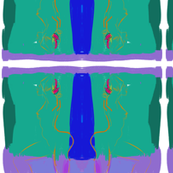 Title: Stretch This is a thumbnail of Cherry Pits original fabric for a made-to-order silk scarf. ©2016srkirshenbaum