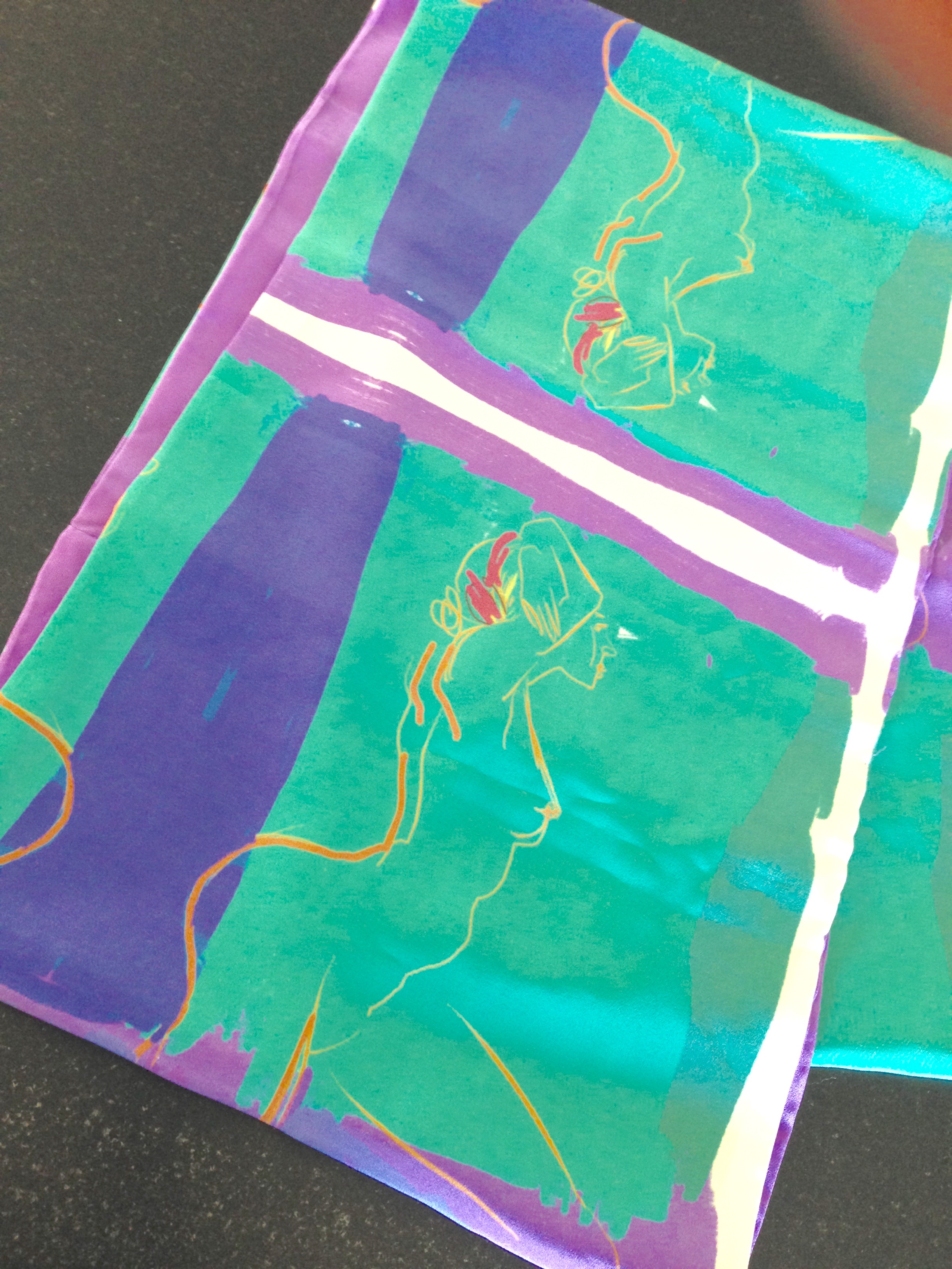 "Jade Reaching", Art Fabric Silk Scarf, 2-sided