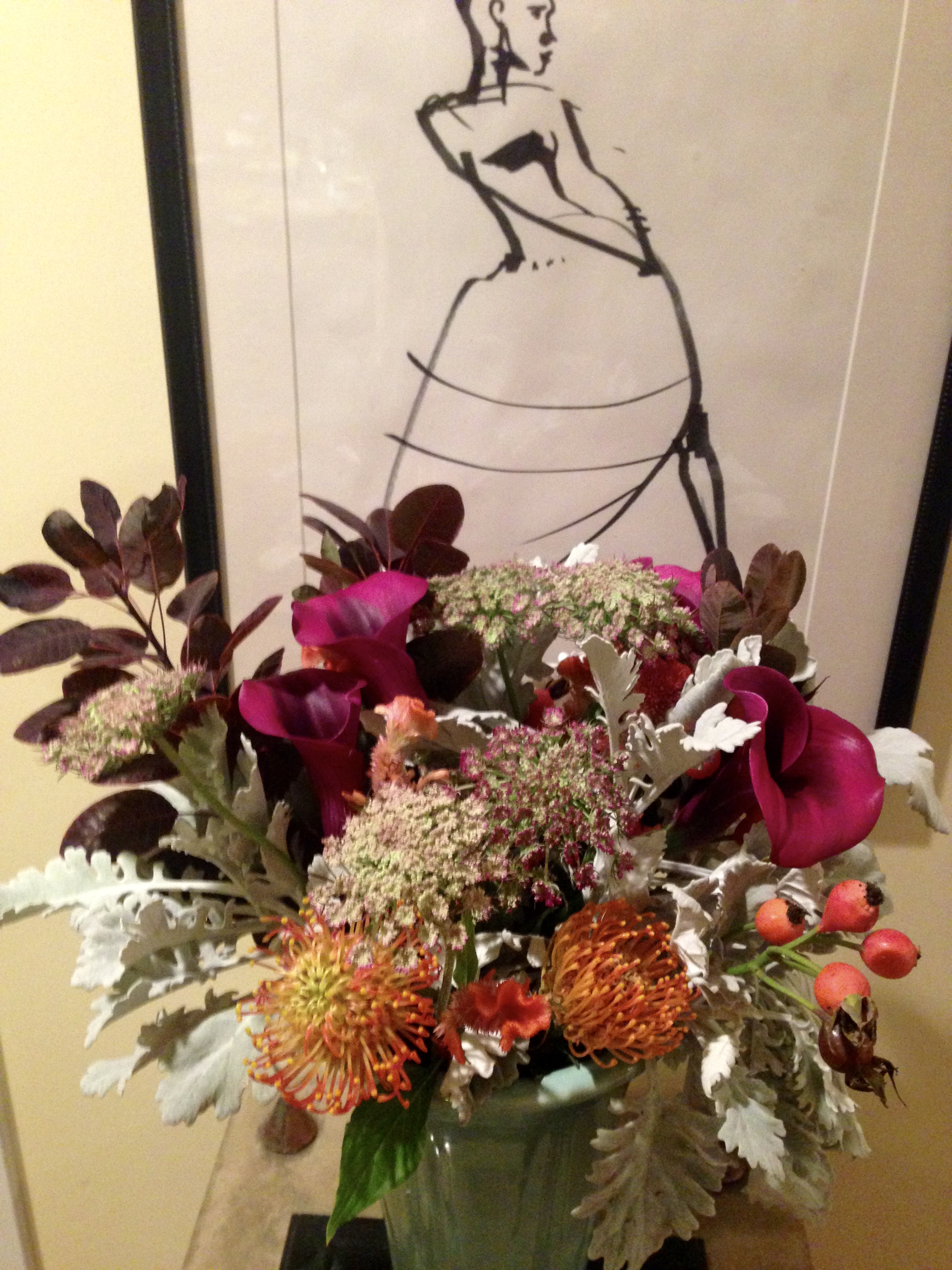 Fred's flowers the day after the show - transferred to a home vase. Just as gorgeous, I think.
