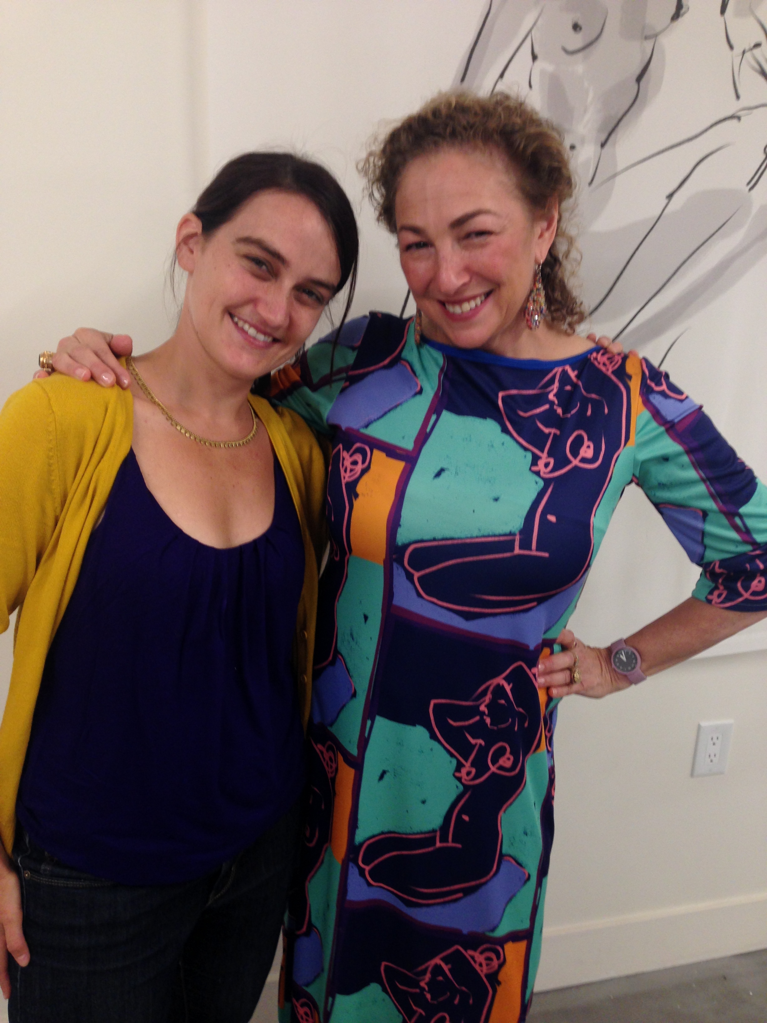At my art show on Sunday with designer pal Anna Singer. Yes - I am wearing one of my art dresses here too.