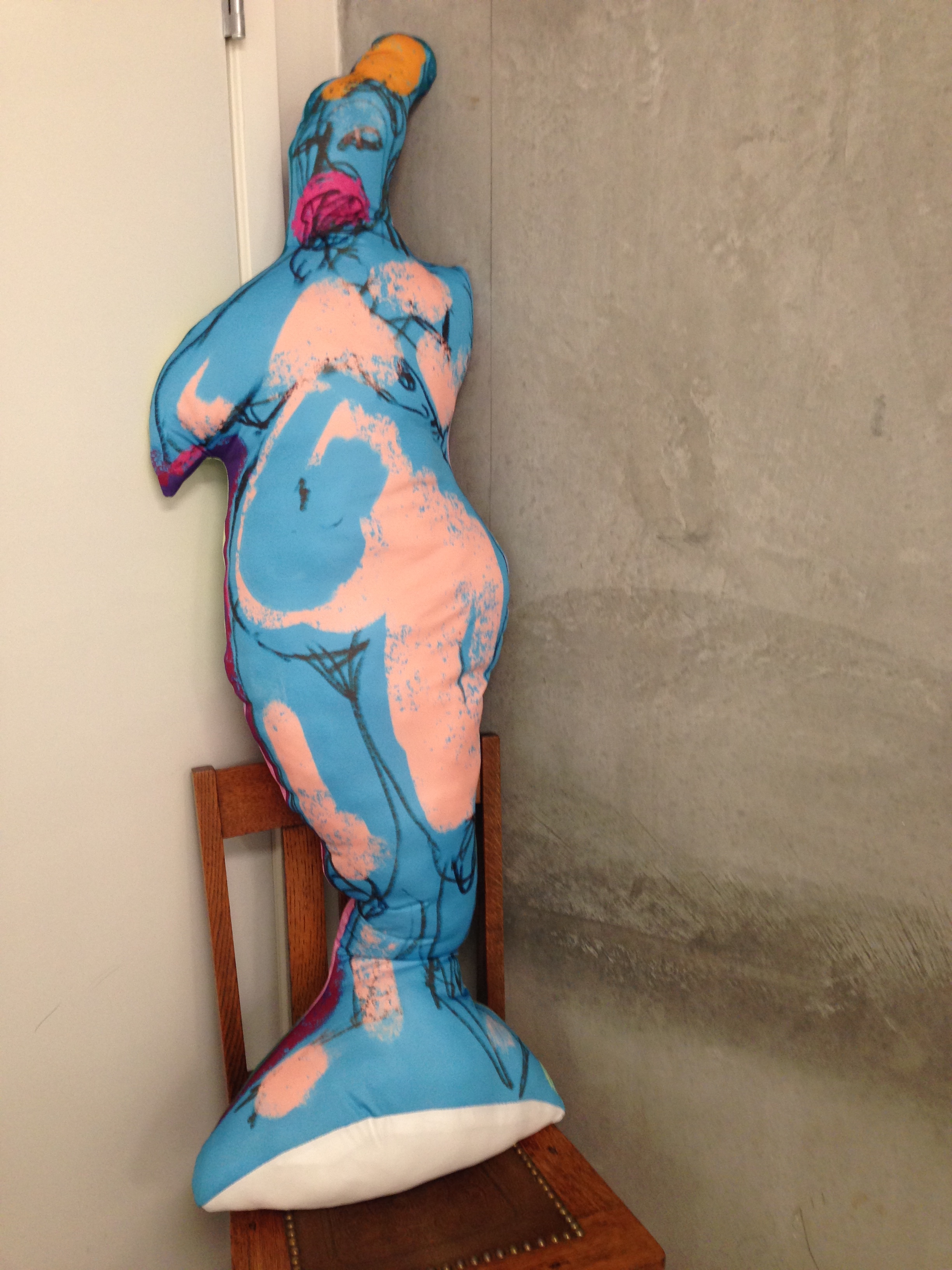 Did you see her? Blue Woman with Pink Posey. She's the first of my life-sized soft sculptures of women. So excited about this new series. Hoping to make a roomful at the next show!
