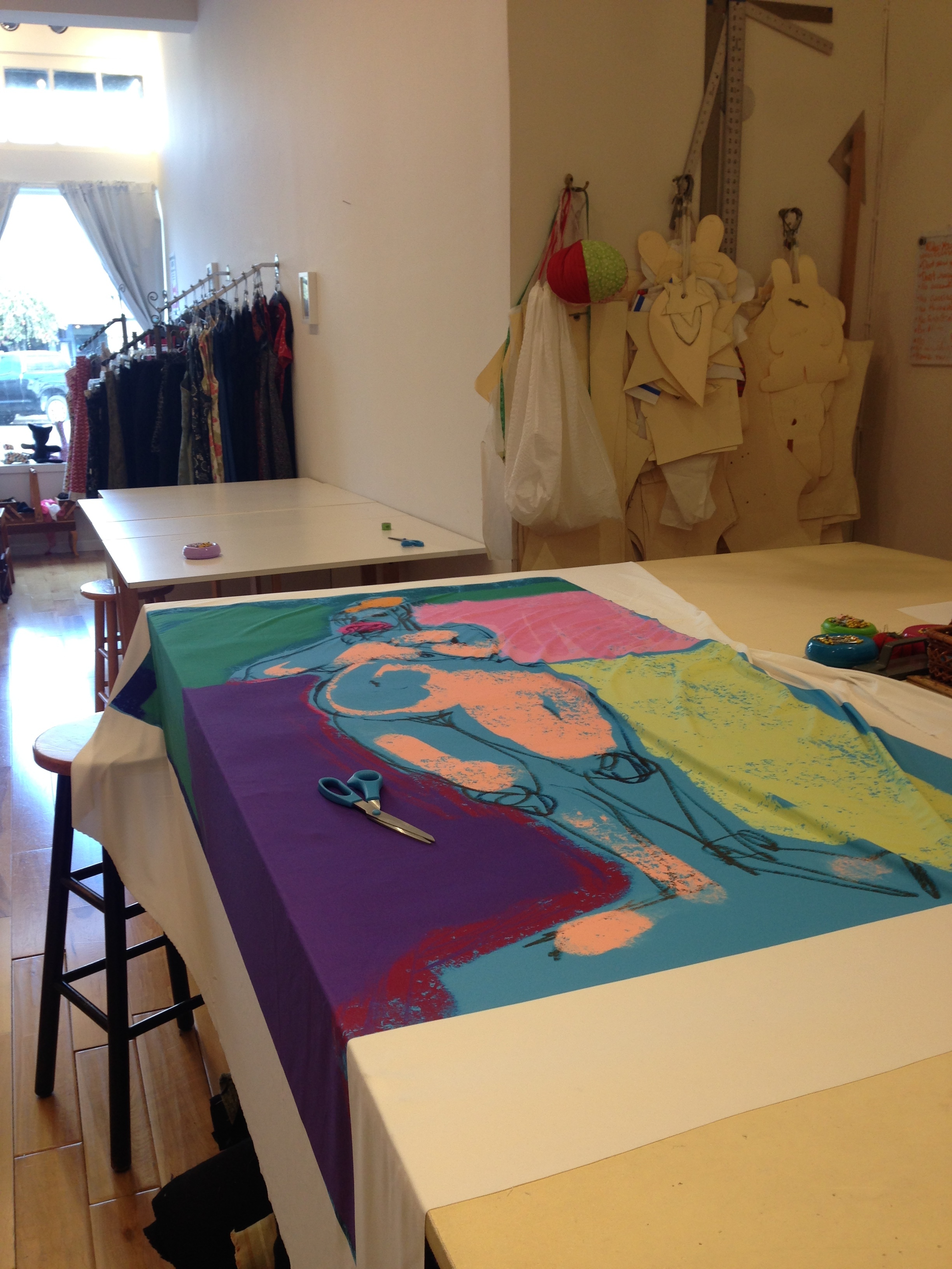 Getting ready 2: Cutting, sewing, and stuffing. The process of making my soft sculpture at SEW. 