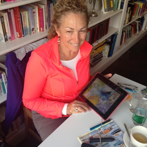 Working on my iPad at an art retreat in Kinsale, Ireland in the summer of 2015.