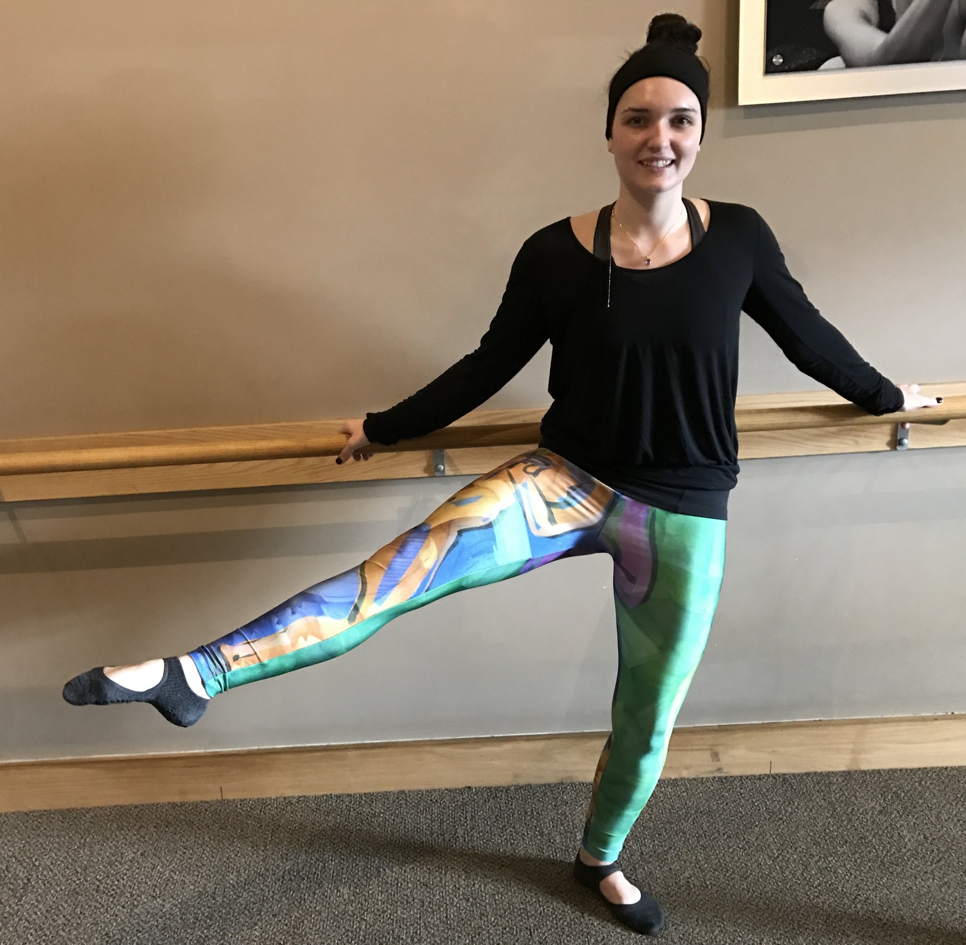 Kelly says these leggings are not only extremely unique but durable and comfortable. Title of legging art: Women and Artichokes .