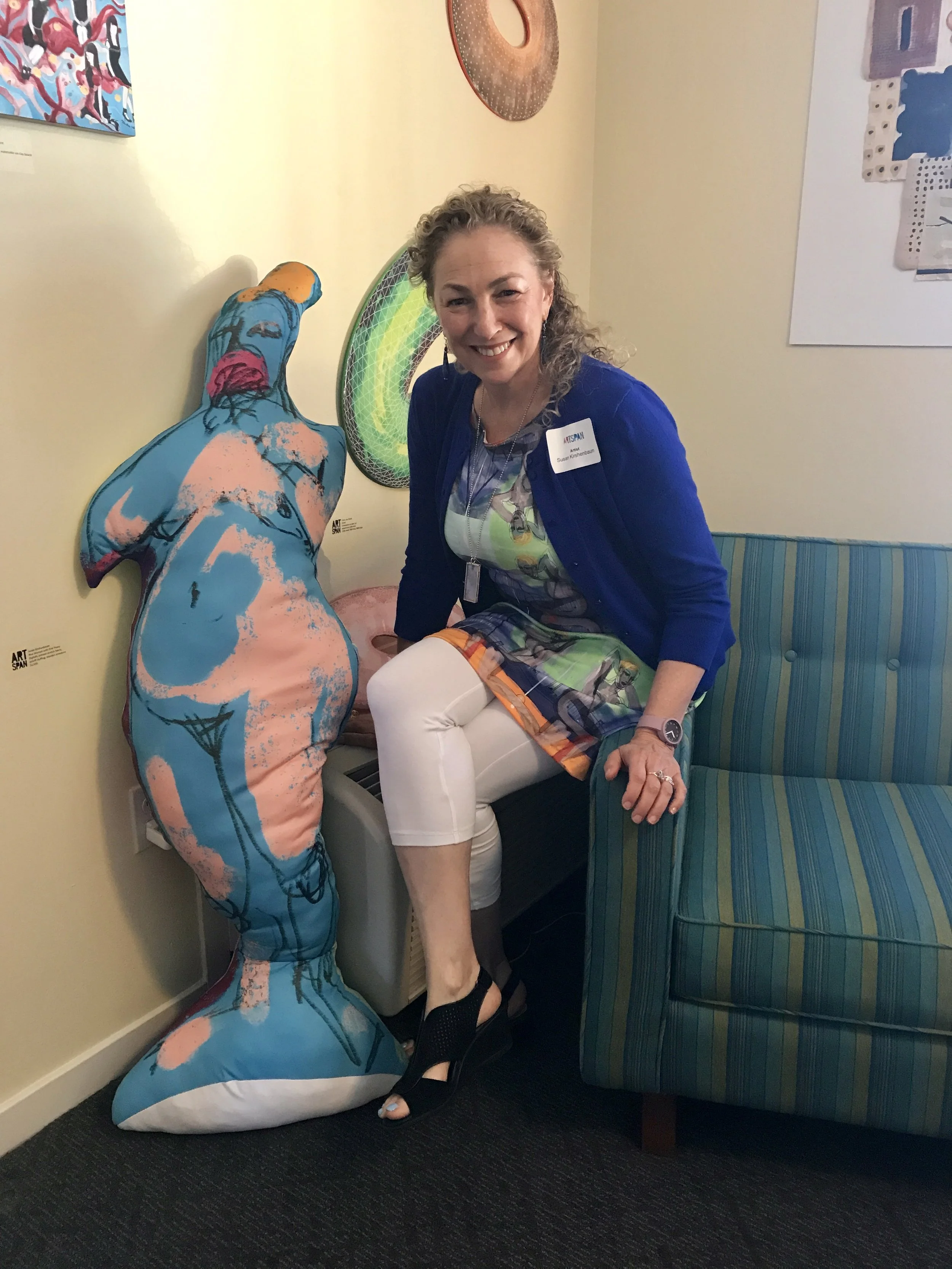 Me and my sculpture surrounded by selected ArtSpan artists work. 