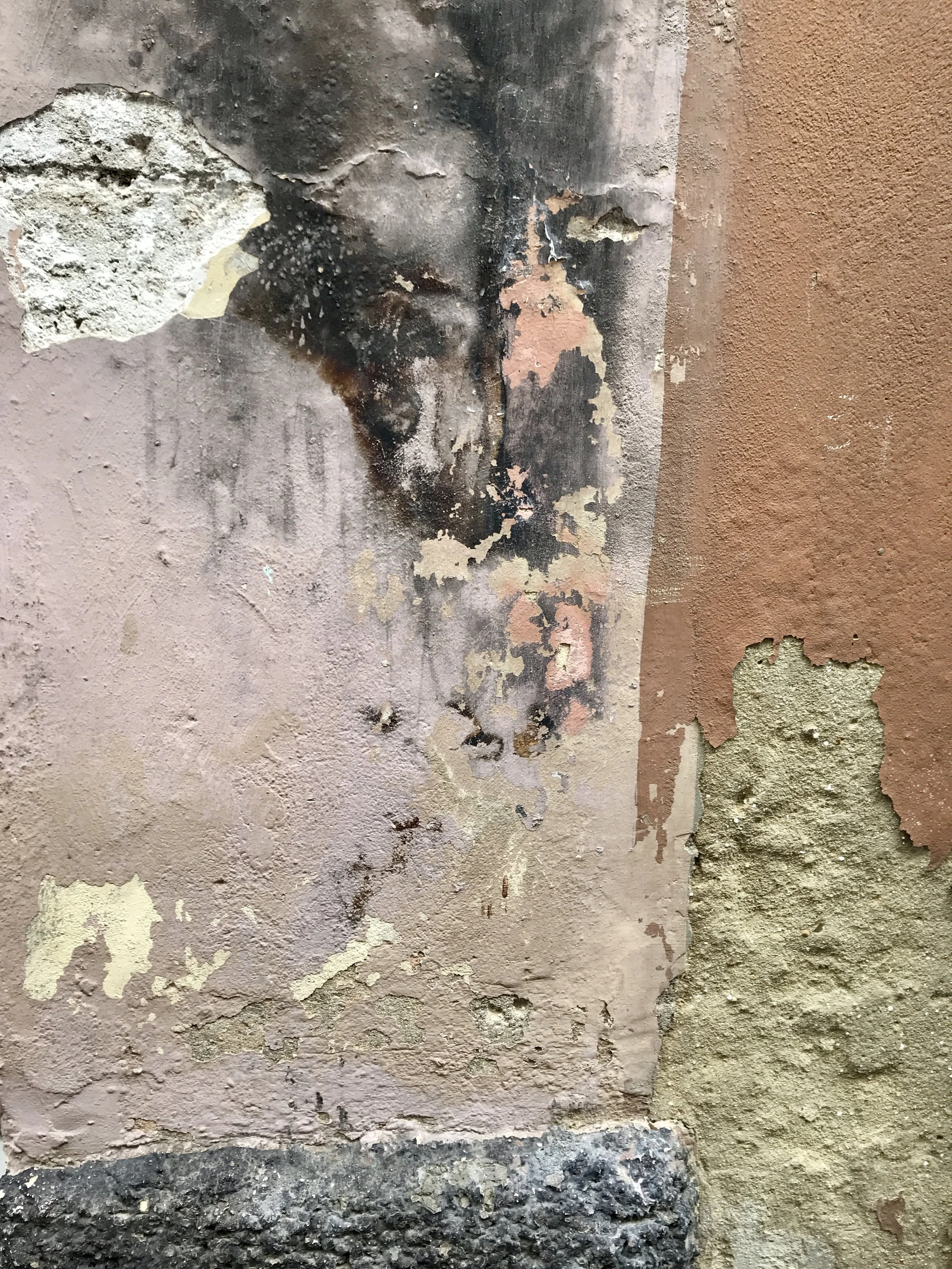 Shades of pink charred with soot. It's a painting already.