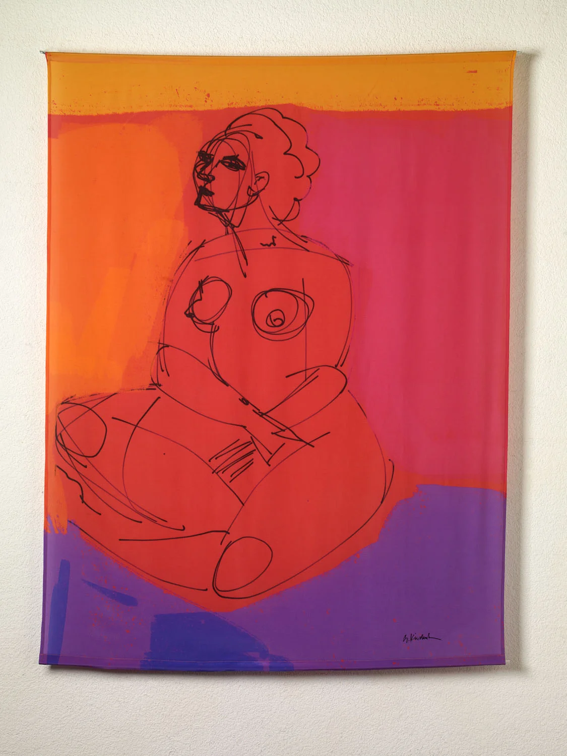 “In Conversation” is one of three large silk scrolls hanging in Senator Scott Weiner’s office in Dec 2018-Jan 2019.