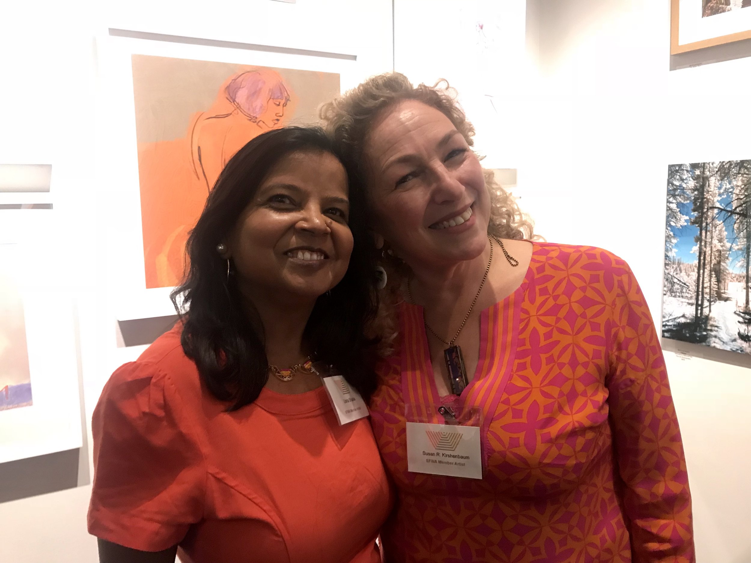 Here’s me and artist/member Usha Shukla at the opening reception at SFWA of two shows - Open Studios and Vibrant Visions in October 2018.