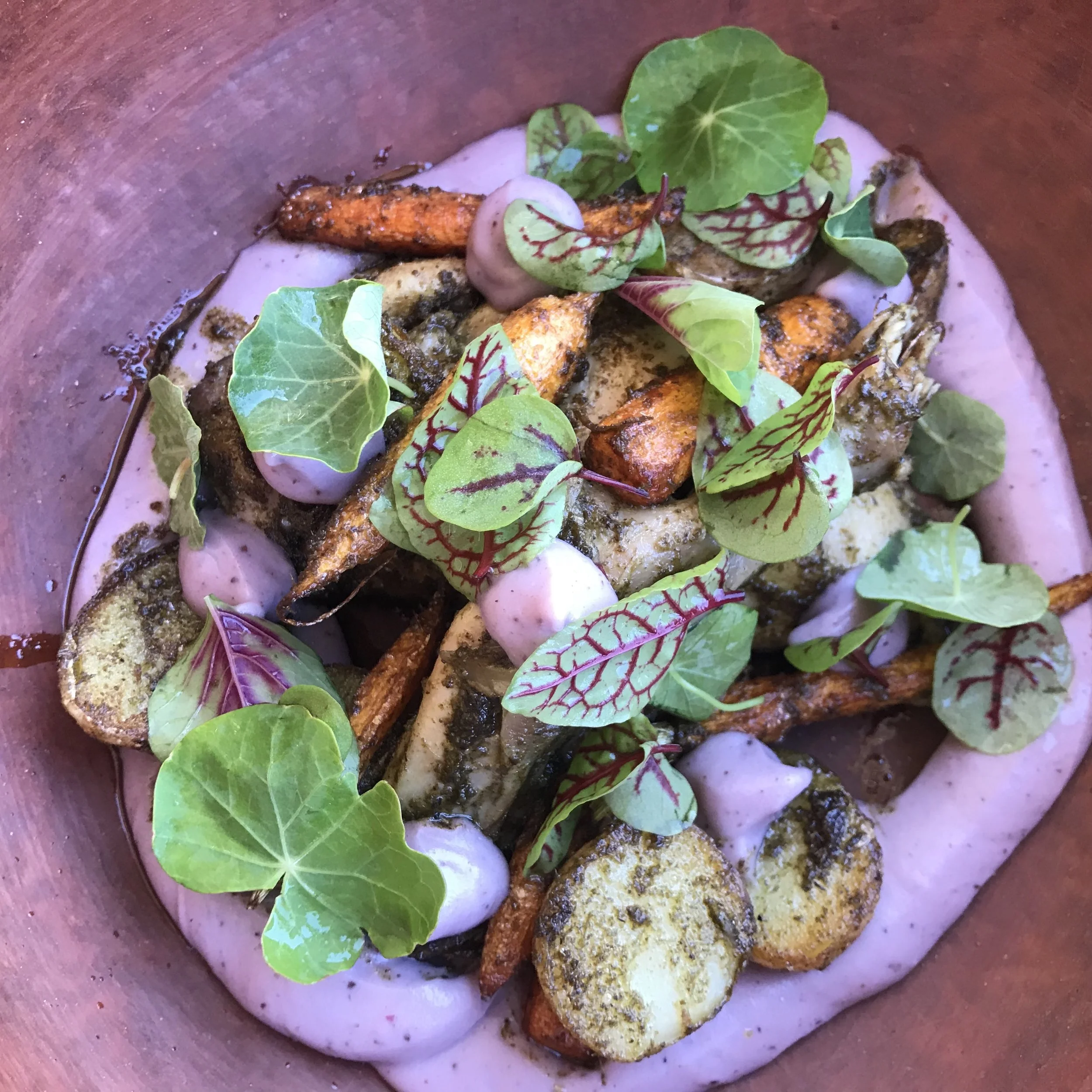 Purple food! This was a splurge restaurant (La Casa) and the dish was very good despite how pretty it is. That’s purple potato puree.