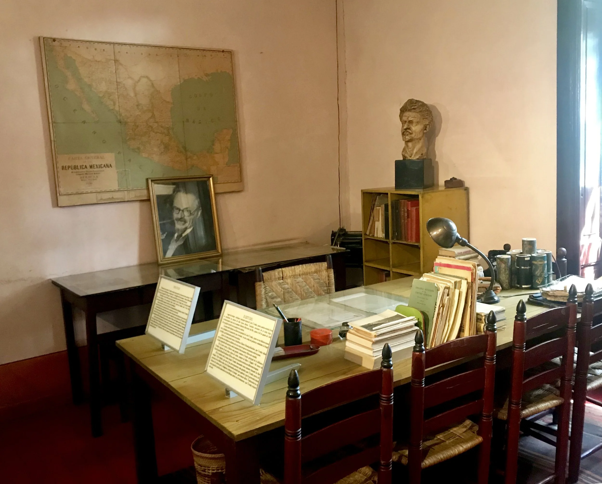 His desk where he was murdered while trying to record his story.