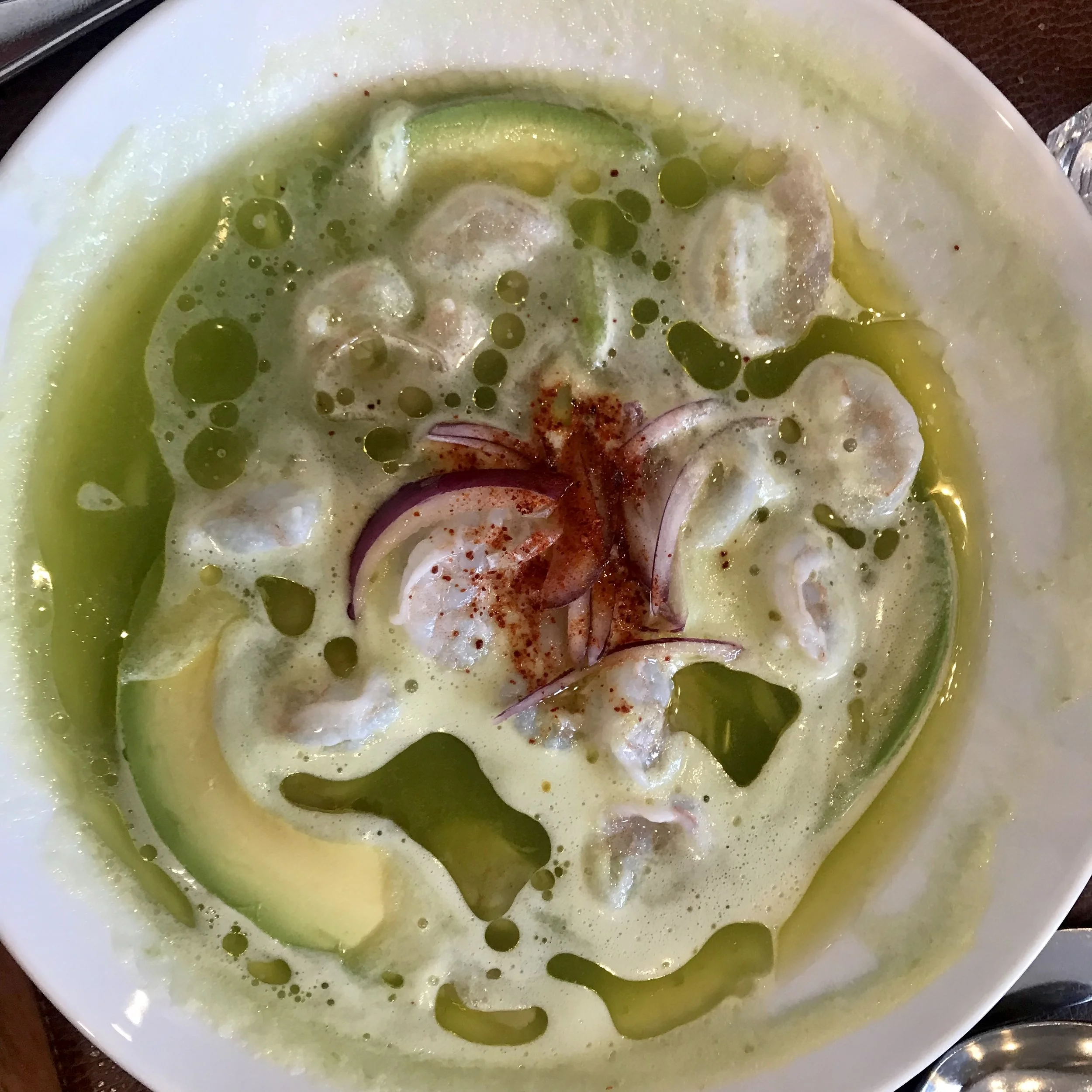 The best soup I’ve had and one of my very fav dishes in Mexico. It’s ice-cold and lime-tangy with perfectly cooked shrimp. I could eat this every day.