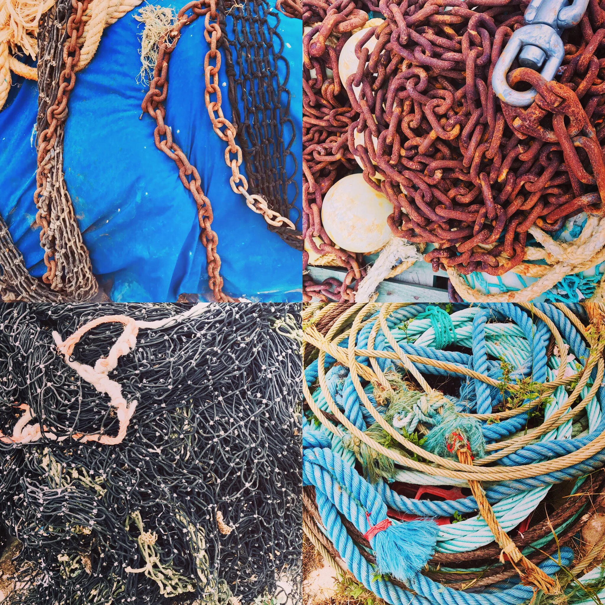 Close-ups of common sites at one of the many fishing docks.