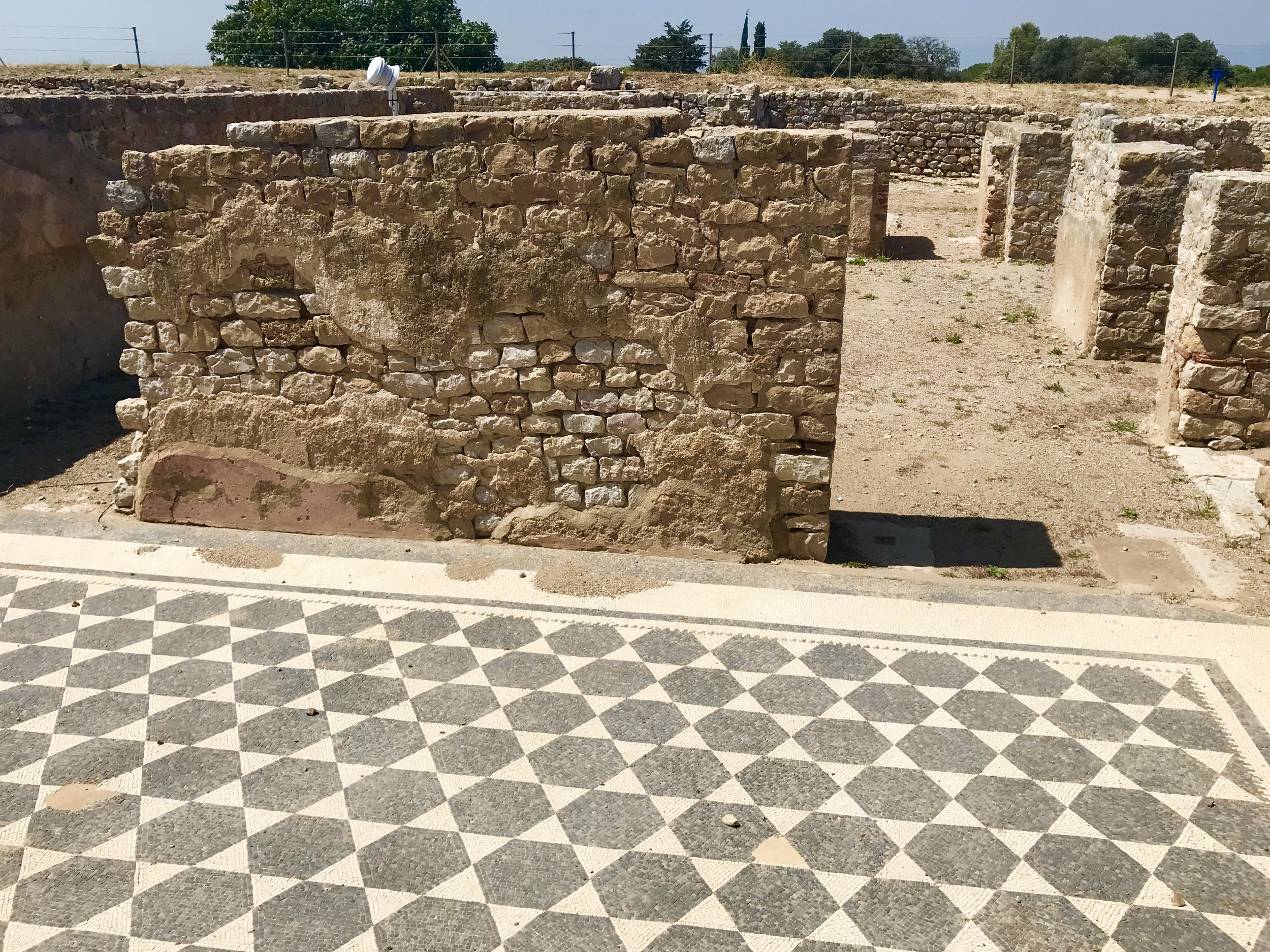 One of a multitude or fantastic mosaic floors in the Roman city ruins at Empúries.