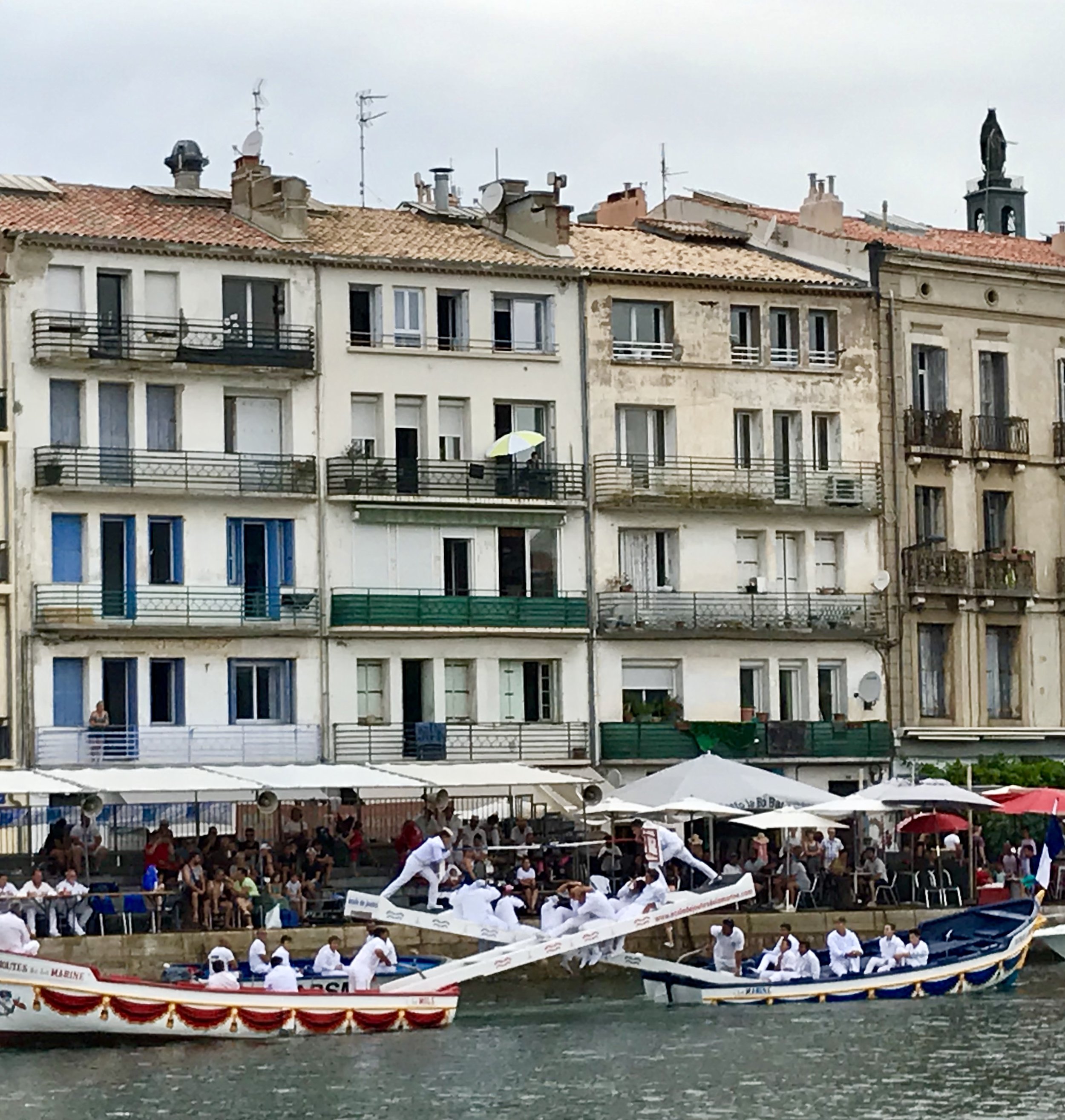 Sete is famous for jousting in gondolas and we watched one of these fellows toppled!